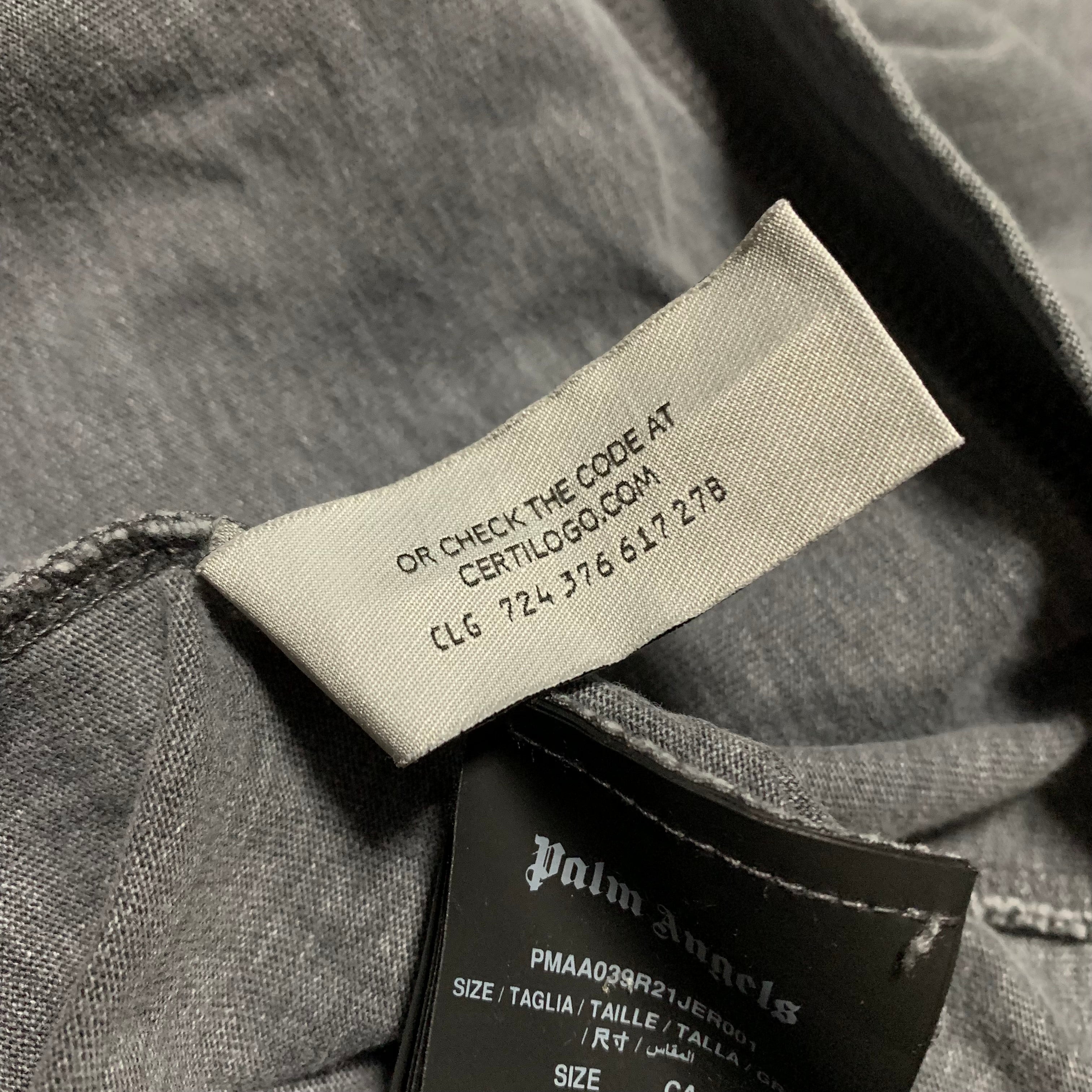 Palm Angels XL Broken Logo Panelled Black Grey Tee