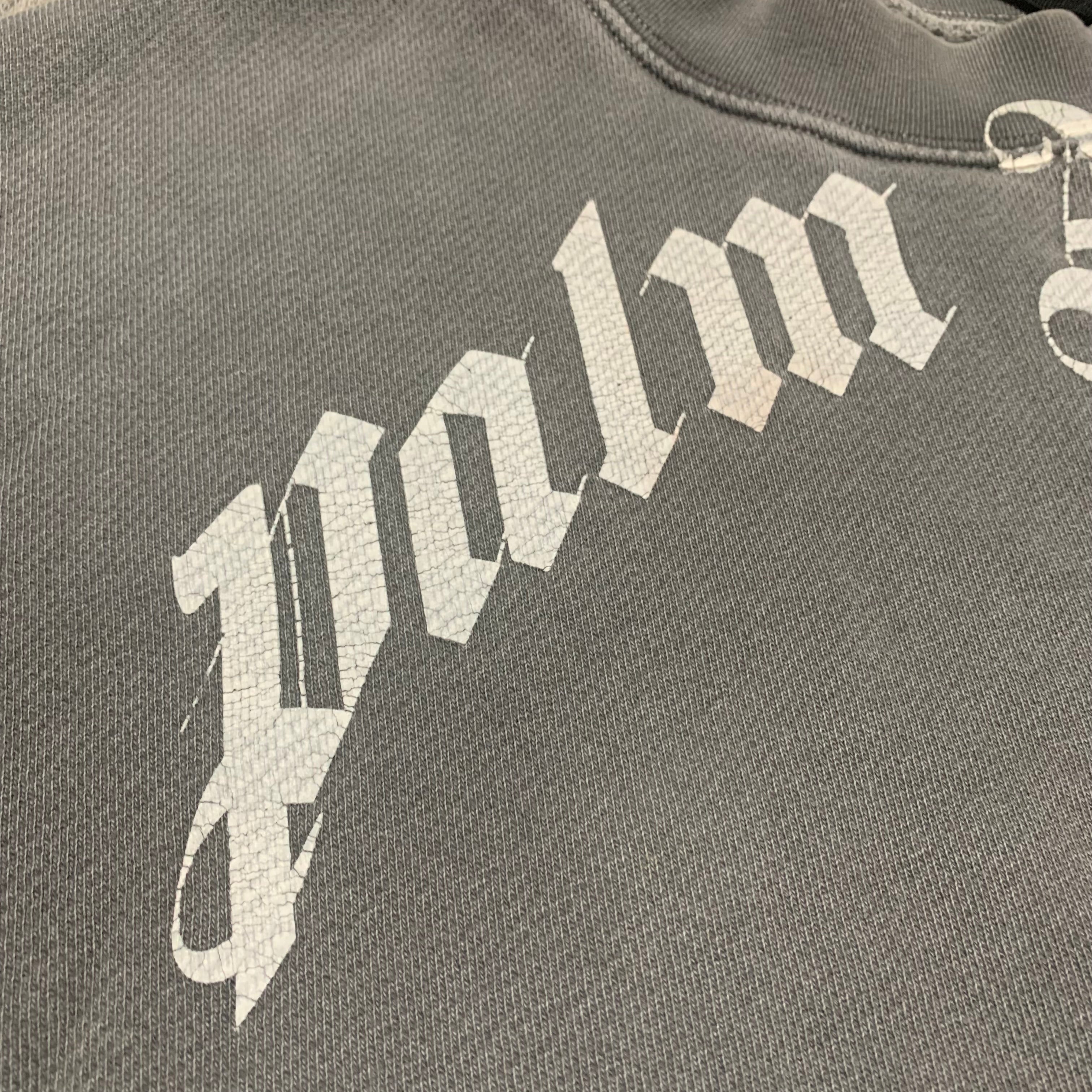 Palm Angels Medium Curved Logo Grey Sweatshirt Crewneck
