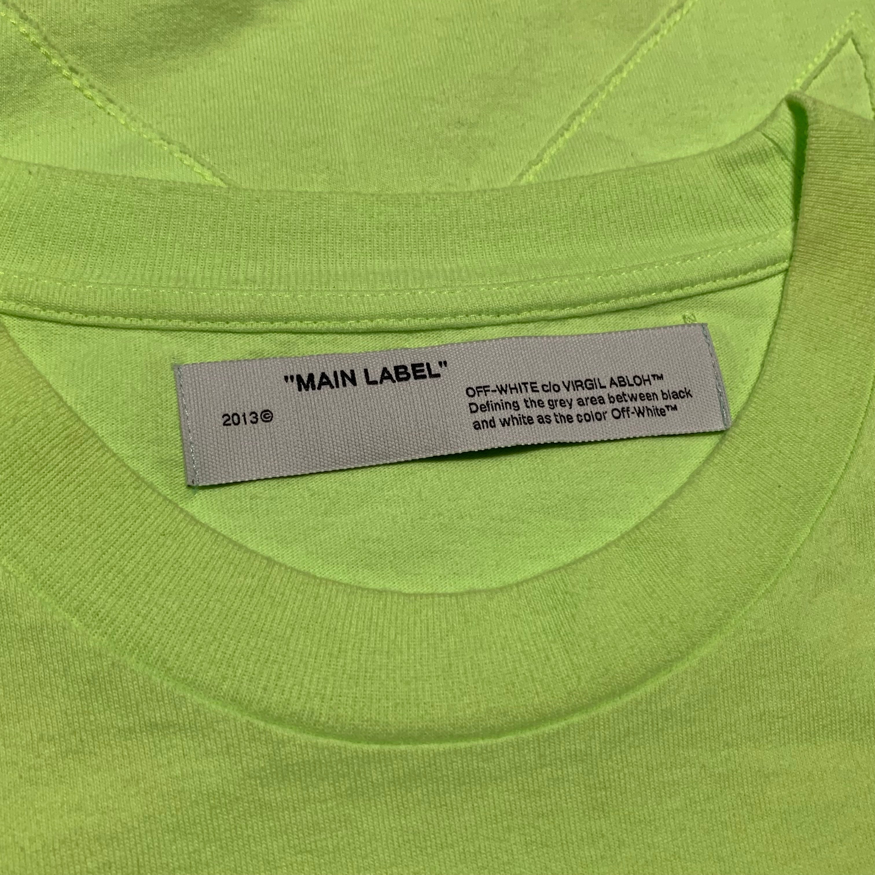 Off White Large Arrows Neon Green Yellow Tee Virgil Abloh