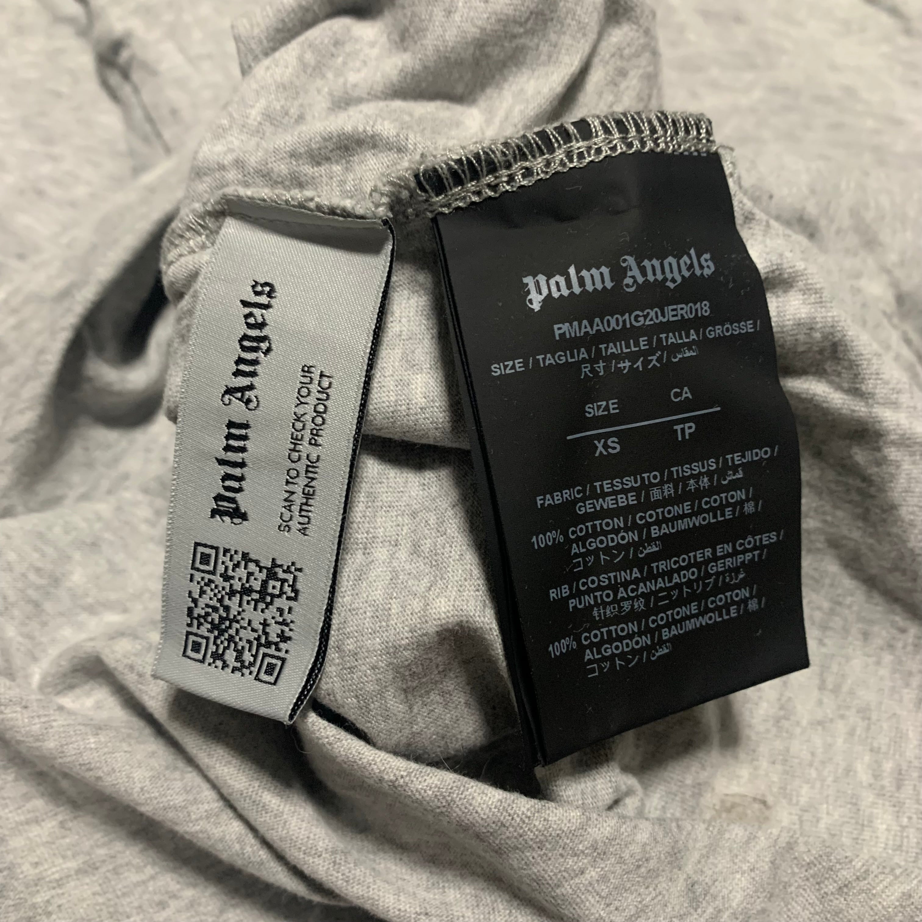 Palm Angels XS Paint Splatter Logo Grey Tee