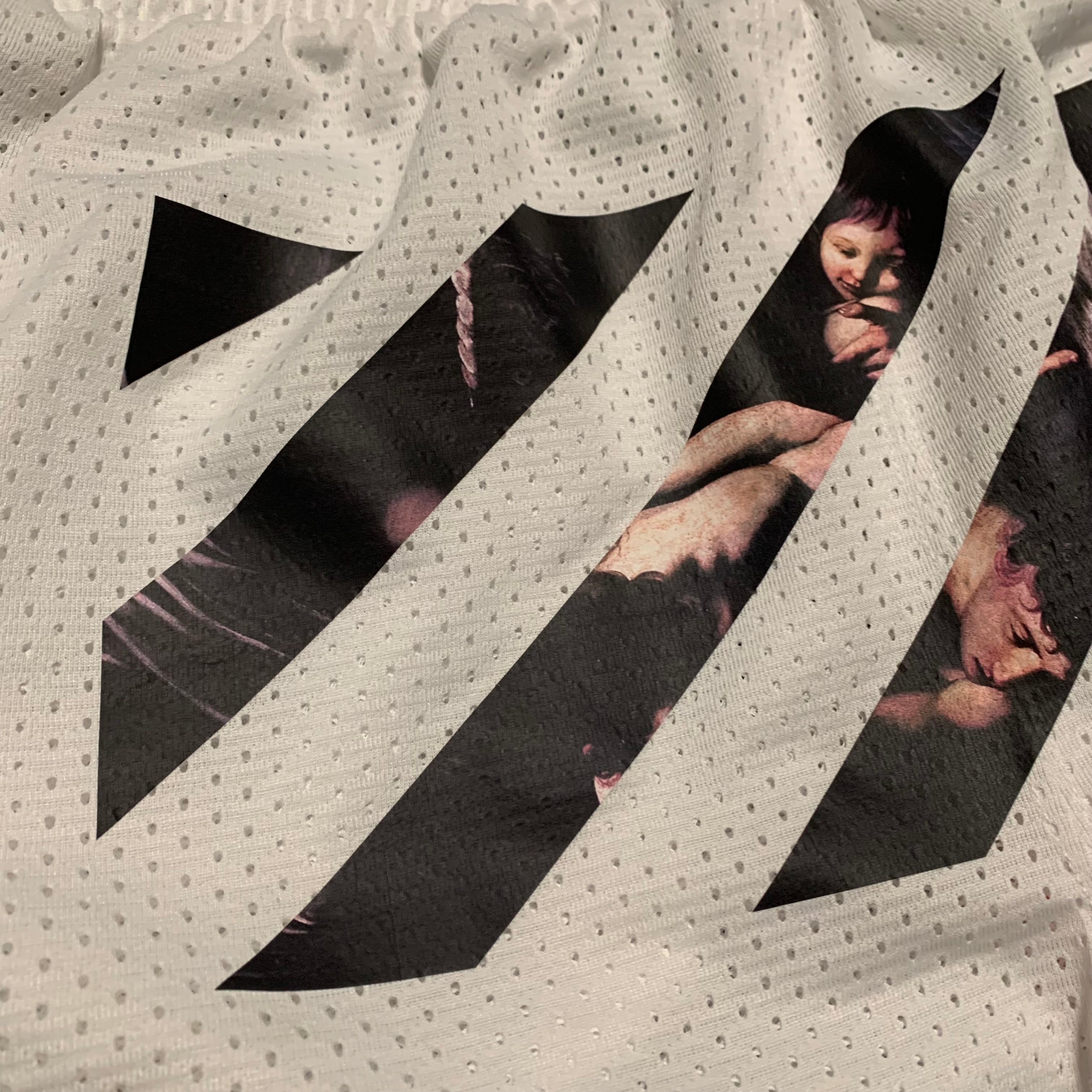 Off White Large Shorts Caravaggio Diag White Mesh Bottoms Virgil Abloh