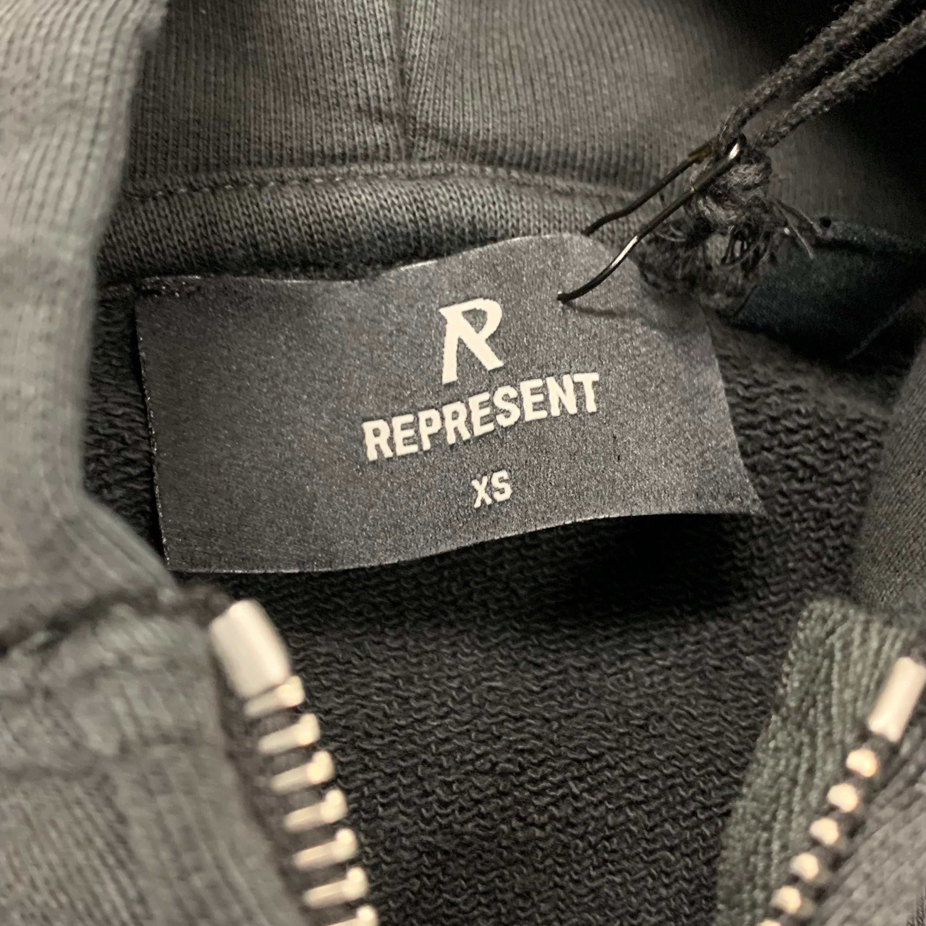 Represent XS Hoodie Metallica Local Crew Zip Stained Black Hoodie (RRP £195)