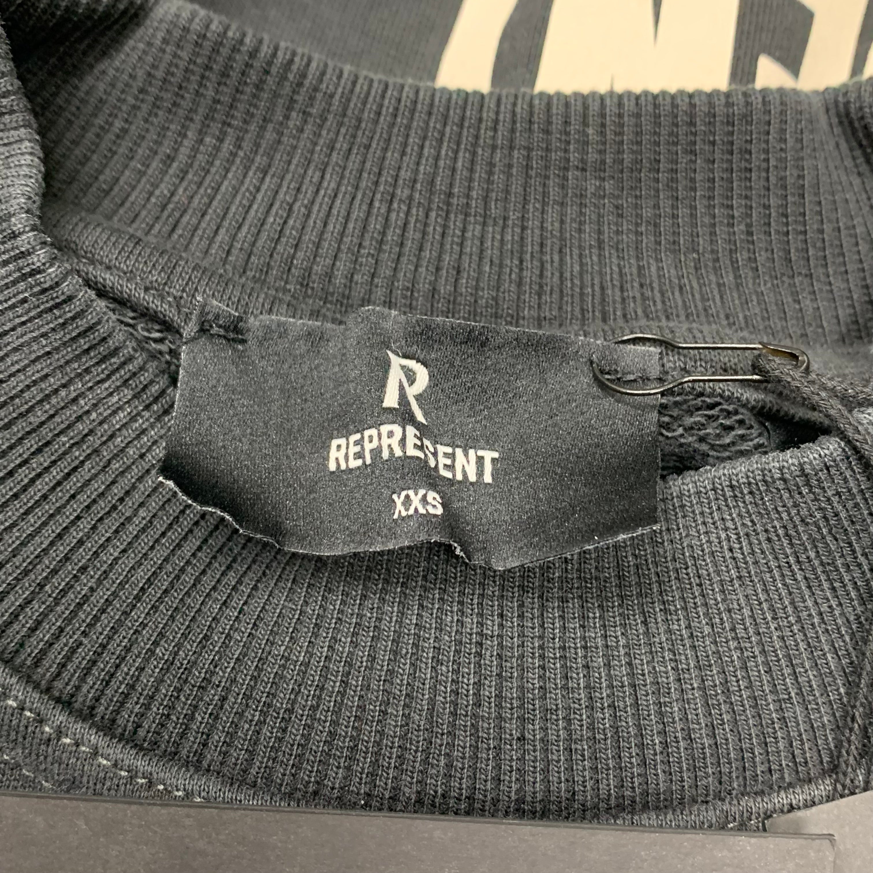 Represent XXS Sweater Out Of The Shadows Stained Black Oversized Sweatshirt Crewneck