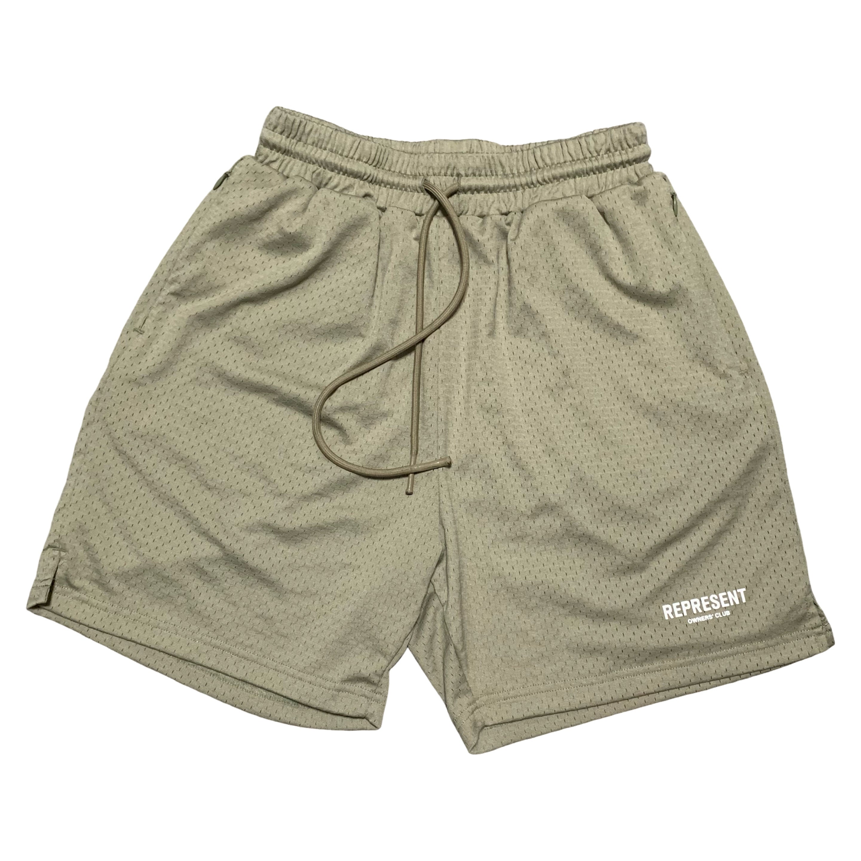 Represent Small Shorts Owners Club Mesh Khaki Green Bottoms