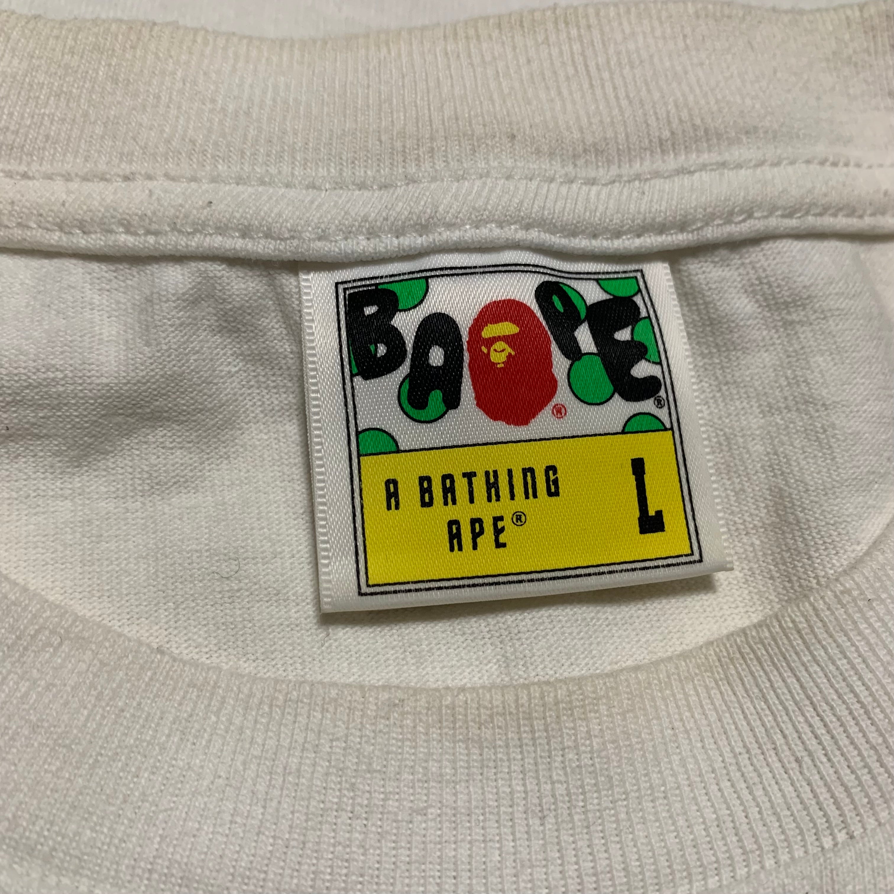 Bape Large Busy Works Green 1st Camo White Tee