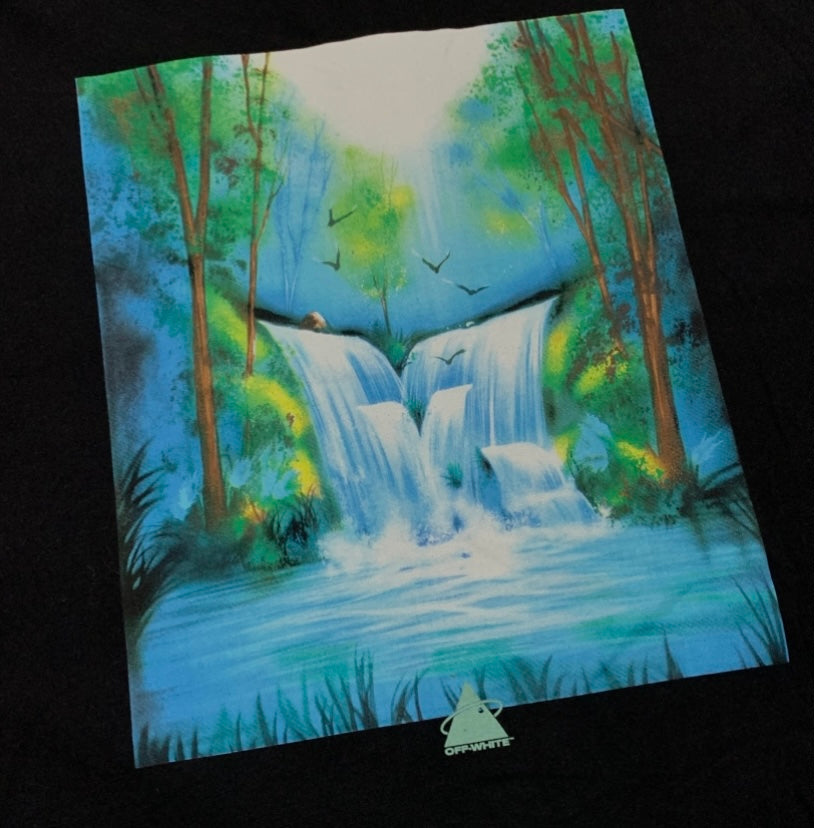 Off White XL Tee Waterfall Arrows Black T-Shirt Virgil Abloh