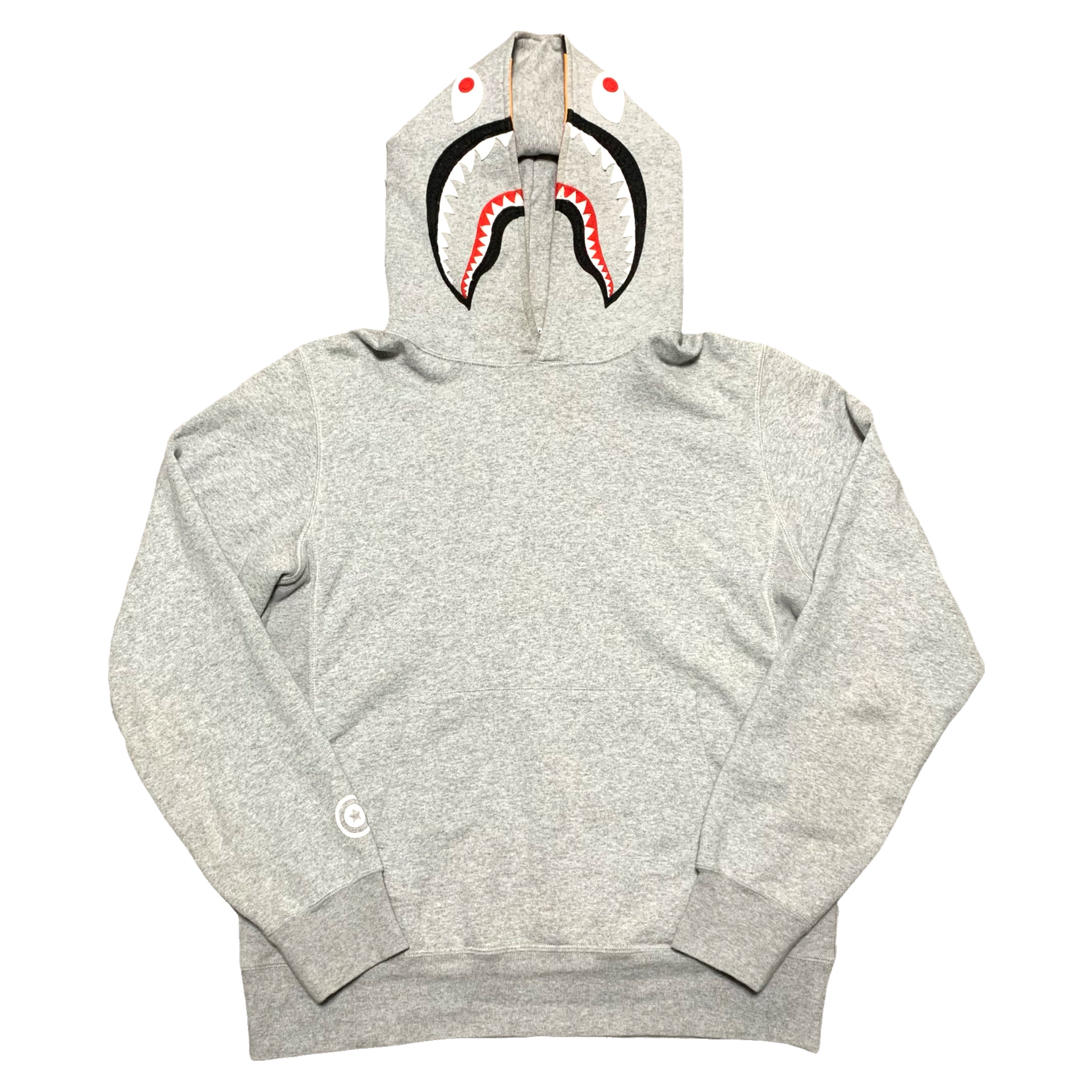 Bape Large Shark Tiger Grey Pullover Hoodie A Bathing Ape