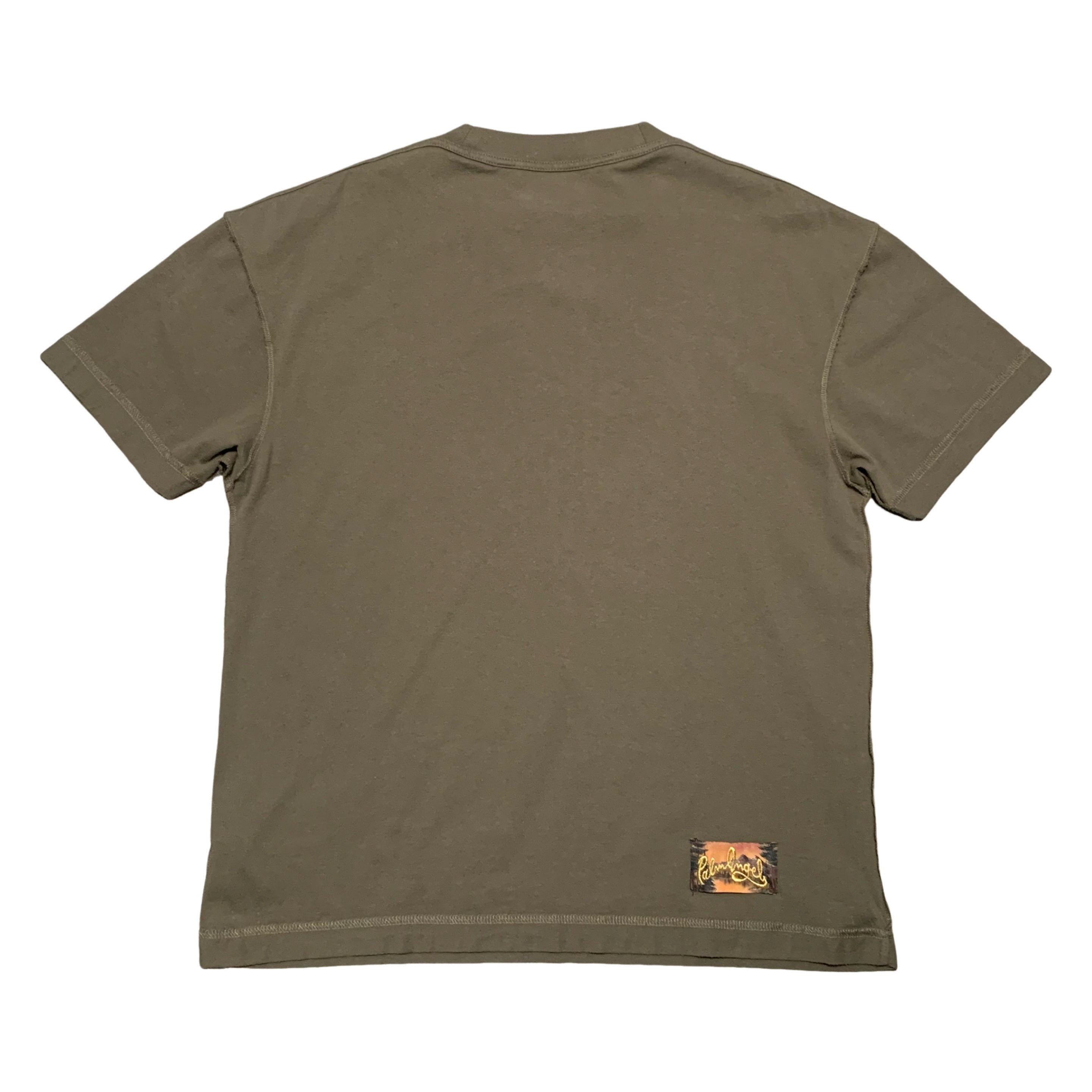 Palm Angels Medium Seasonal Logo Inside Out Military Khaki Green Tee