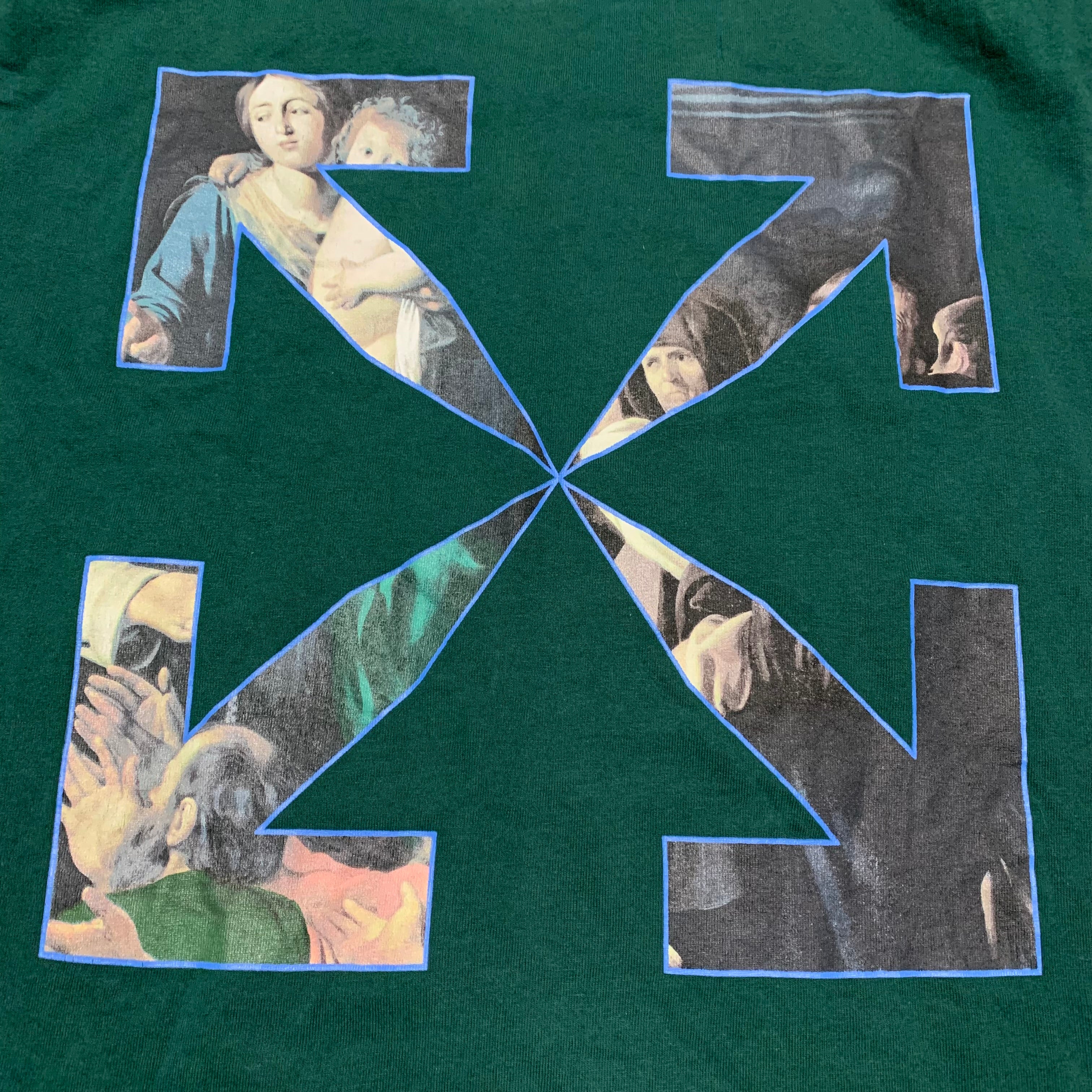 Off White Small Caravaggio Graphic Green Tee Virgil Abloh