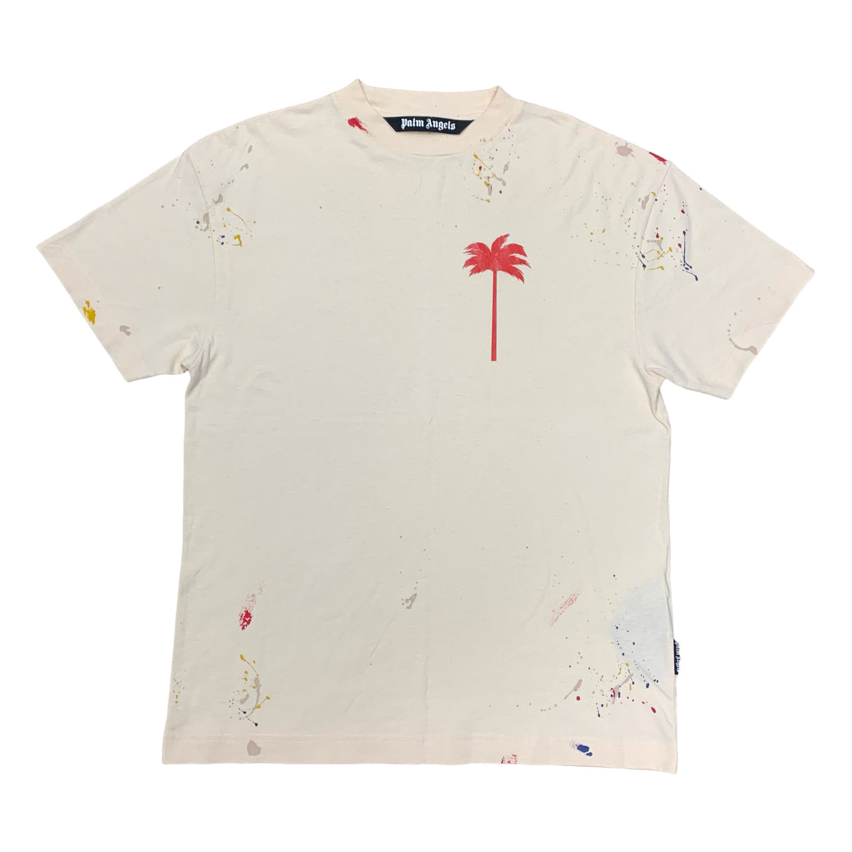 Palm Angels Medium Tee Palm Tree Painted White Beige T-Shirt 2022