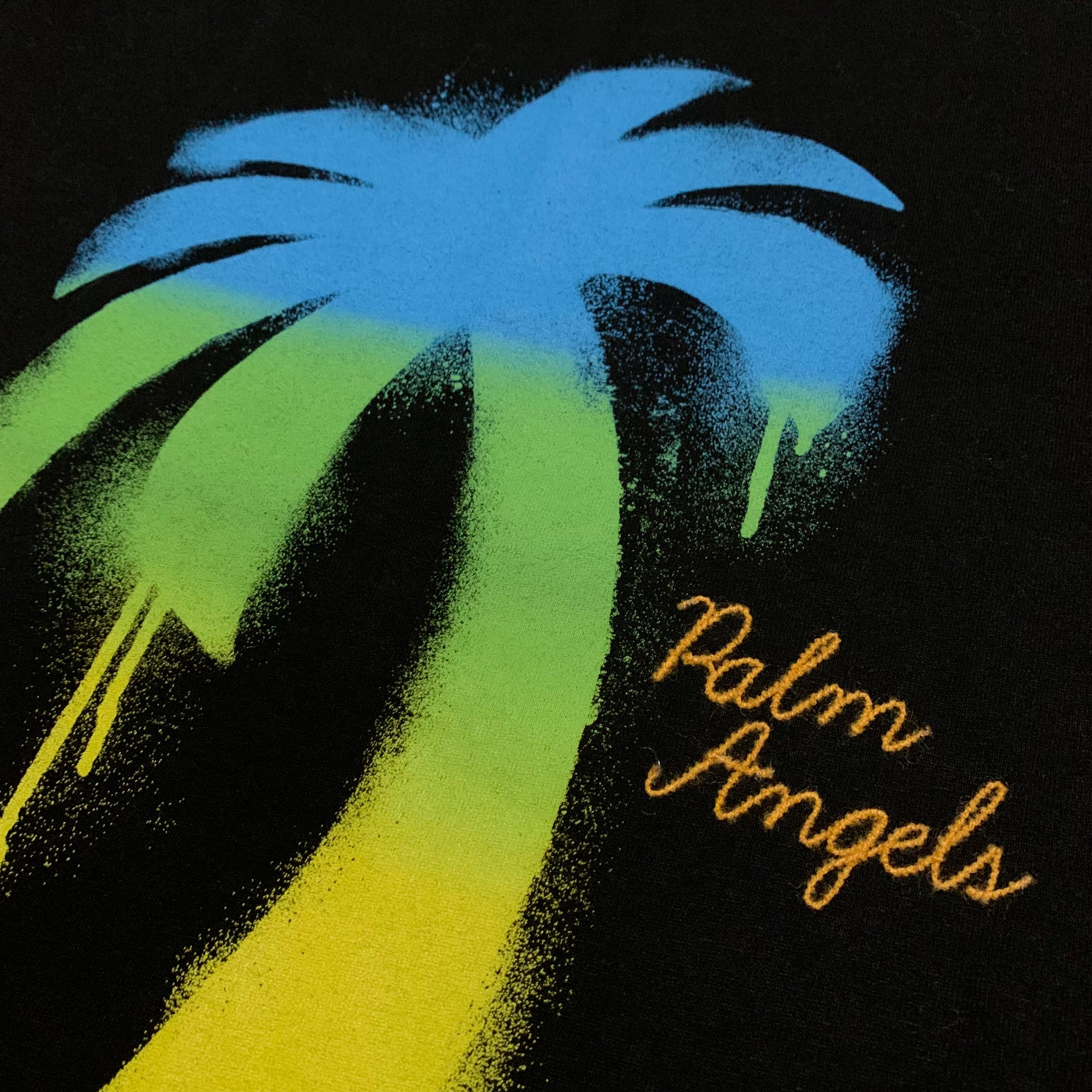 Palm Angels Small Sprayed Palm Classic Tree Black Tee