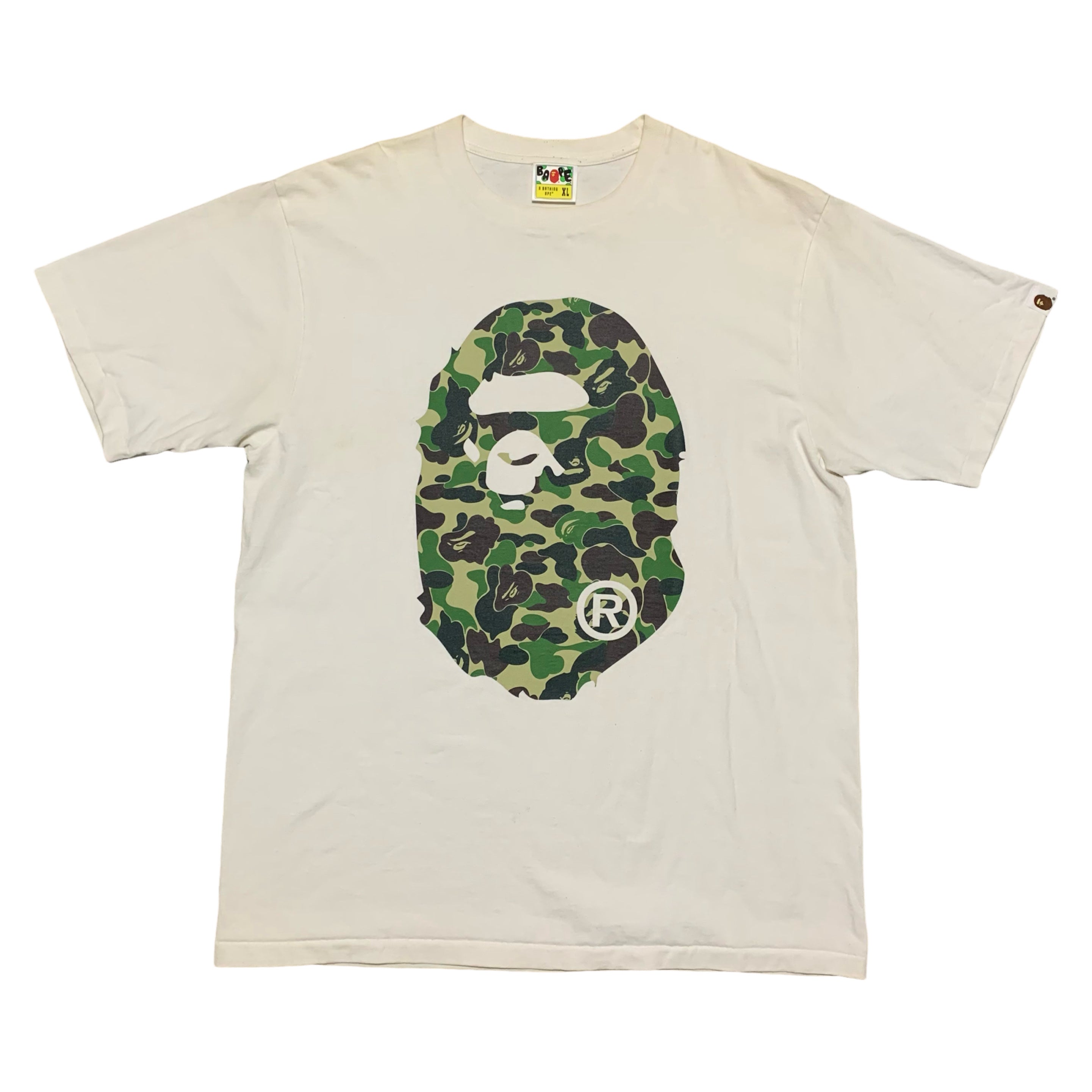 Bape XL Big Ape Head Green ABC Camo White Tee A Bathing Ape