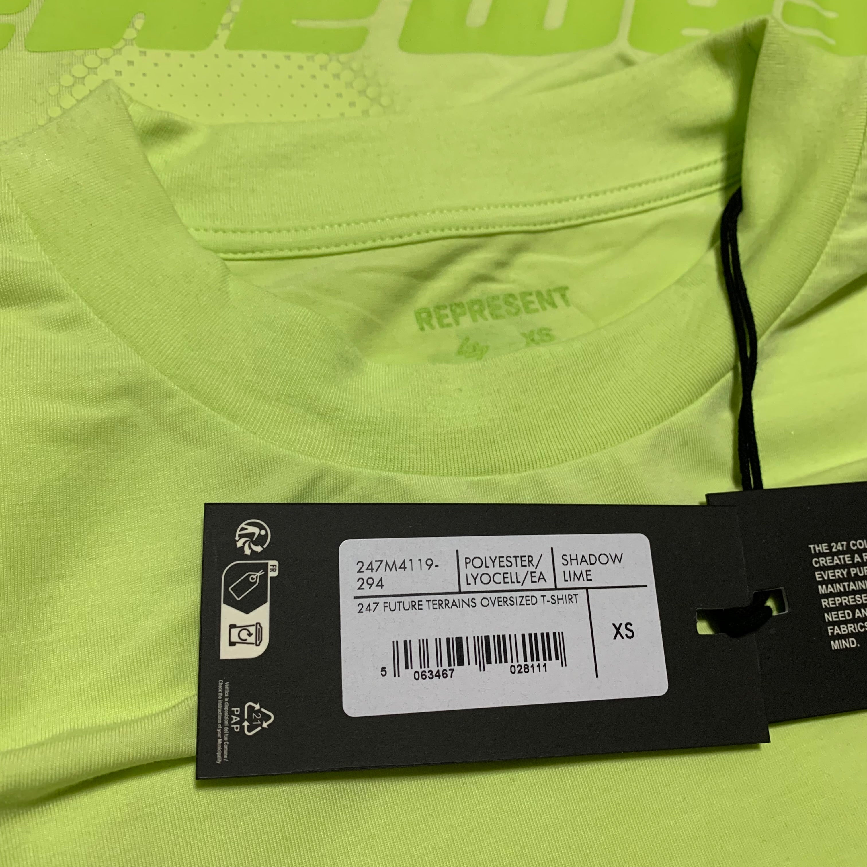 Represent XS 247 Future Terrains Oversized Tee Shadow Lime Green