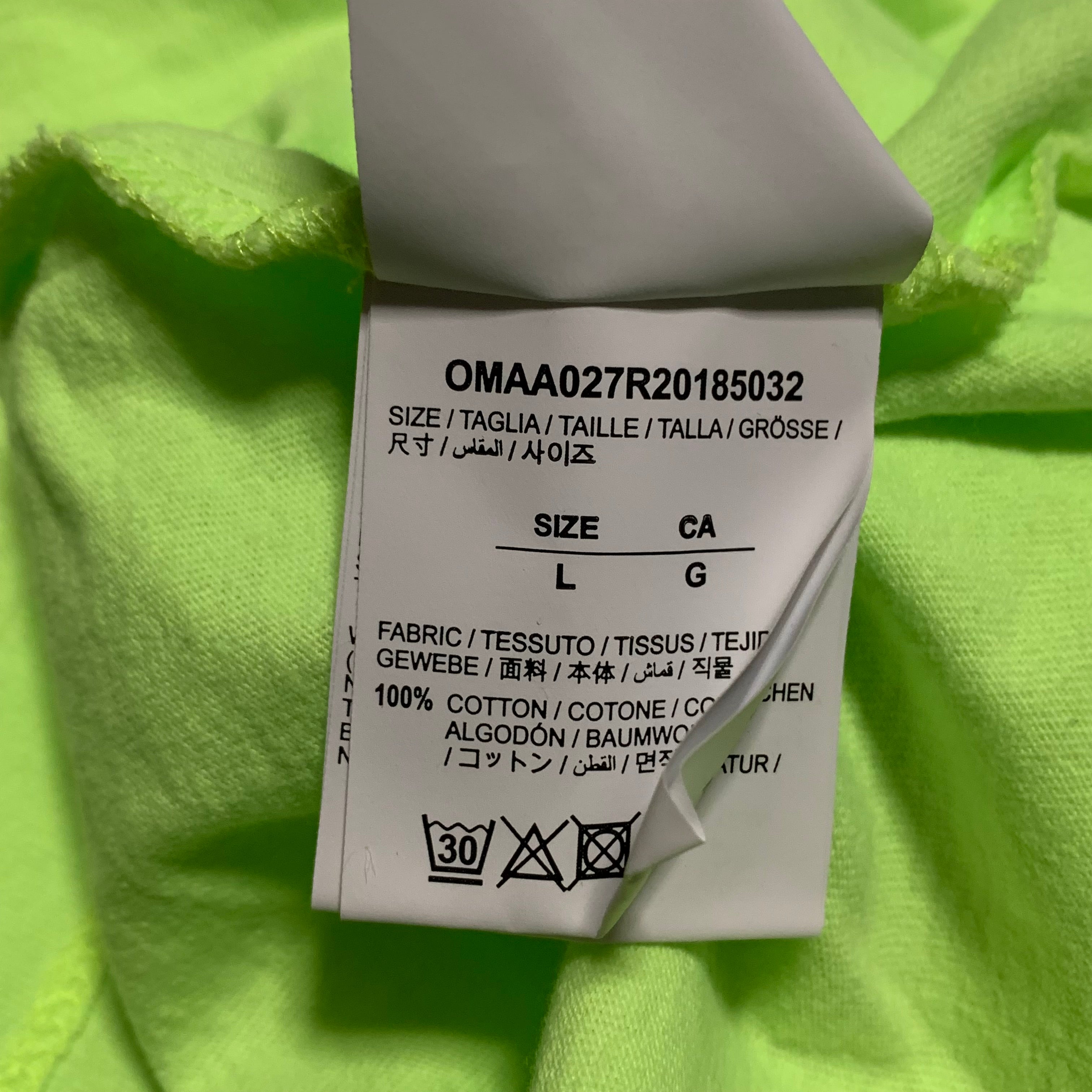Off White Large Arrows Neon Green Yellow Tee Virgil Abloh