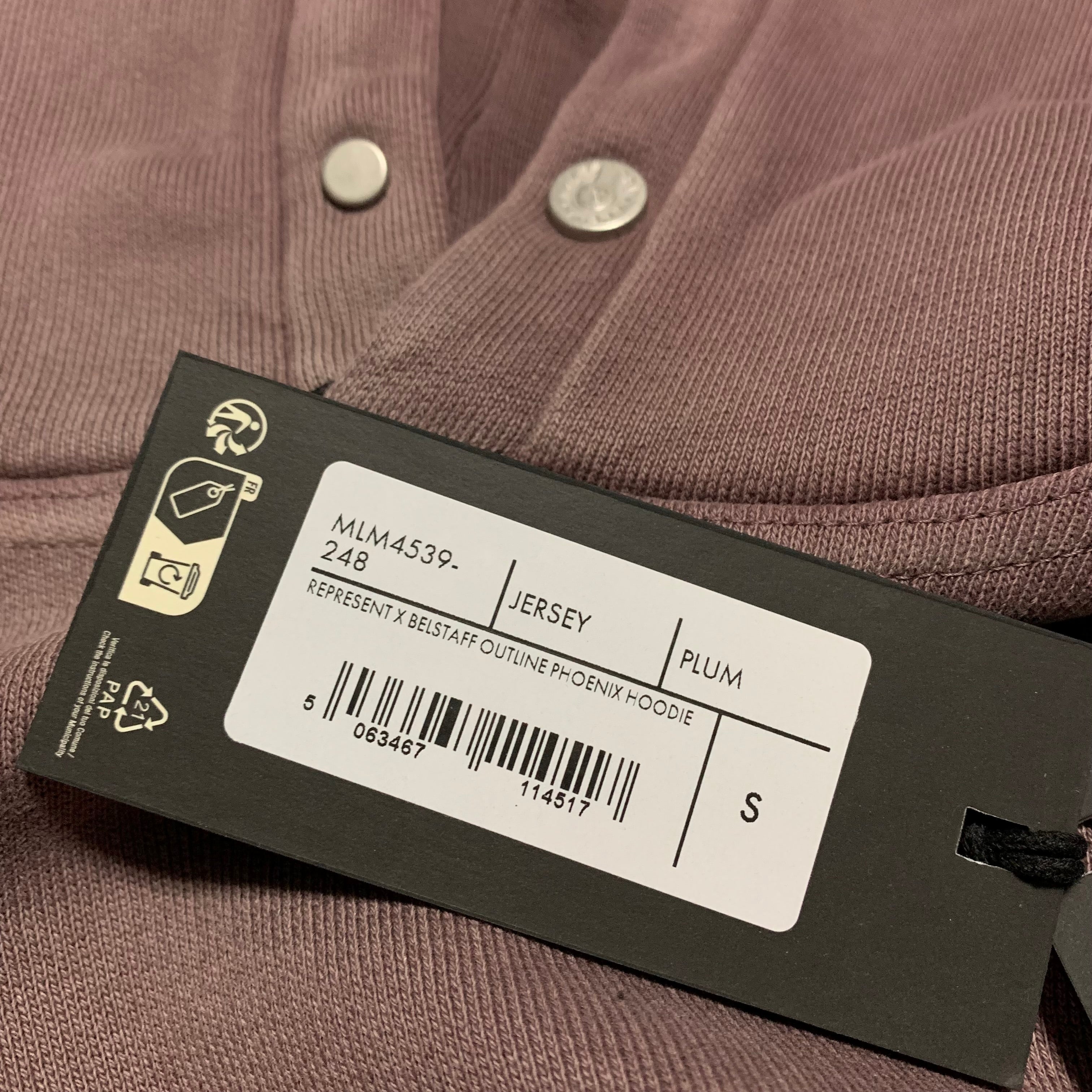 Represent x Belstaff Small Outline Phoenix Plum Hoodie (RRP £190)