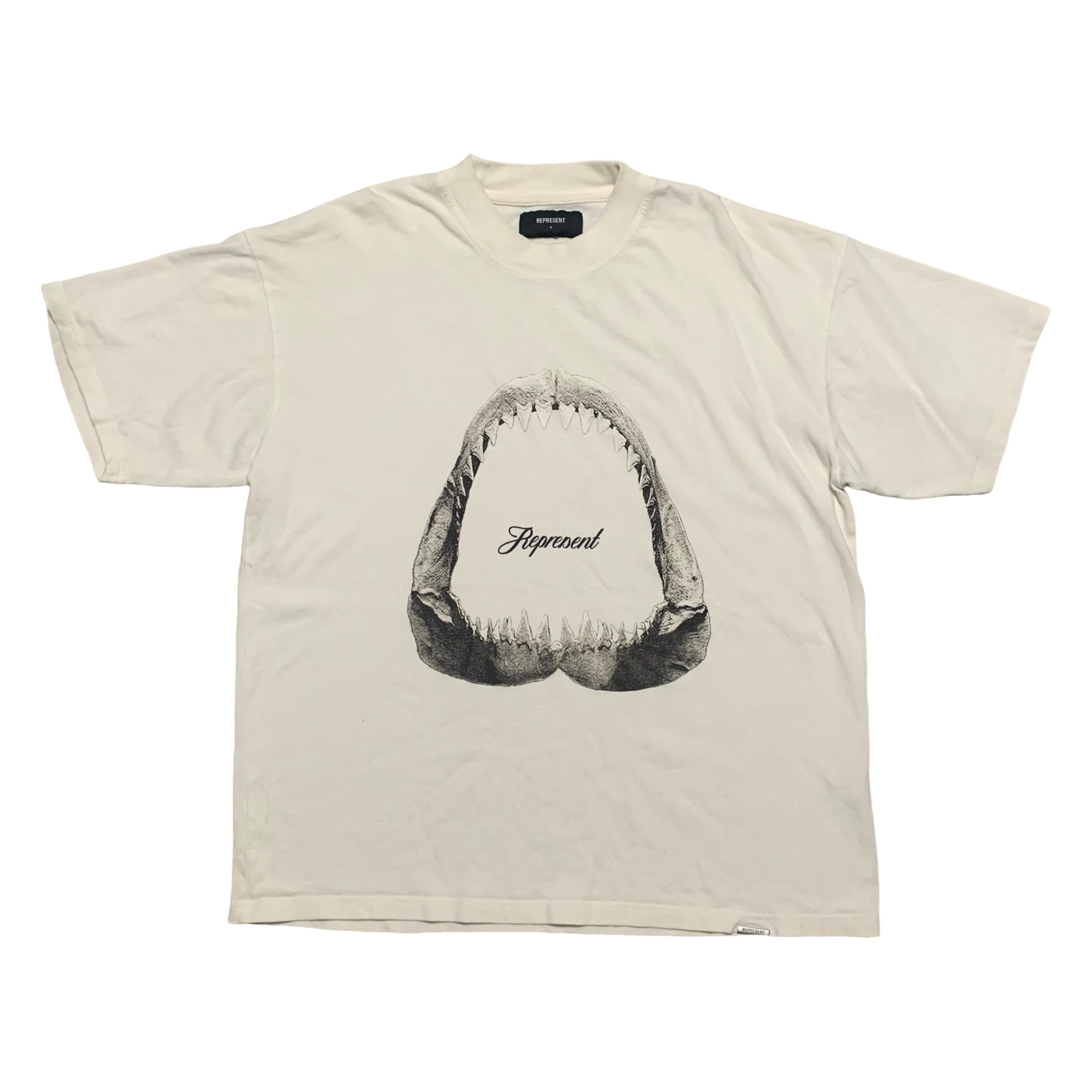 Represent Small Jaws Shark Flat White Tee