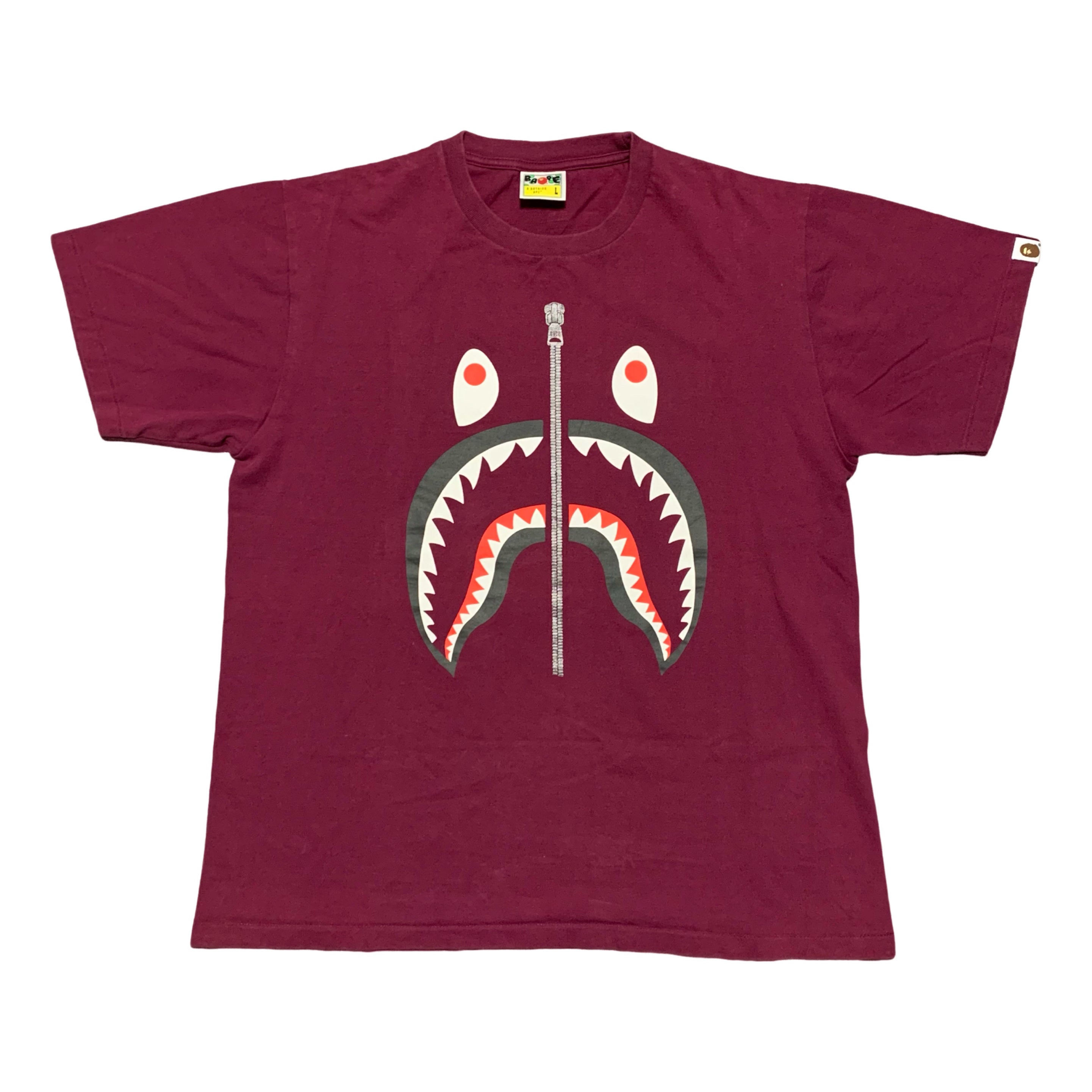 Bape Large Shark Burgundy Tee A Bathing Ape