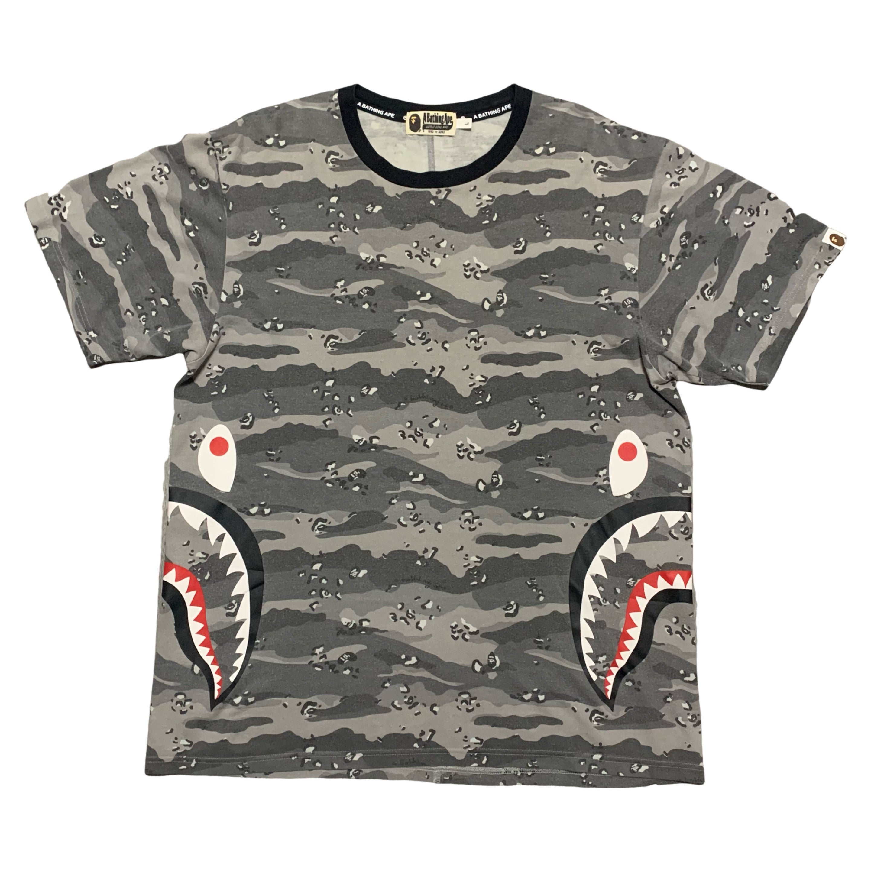 Bape Large Side Shark Digital Camo Grey Tee A Bathing Ape