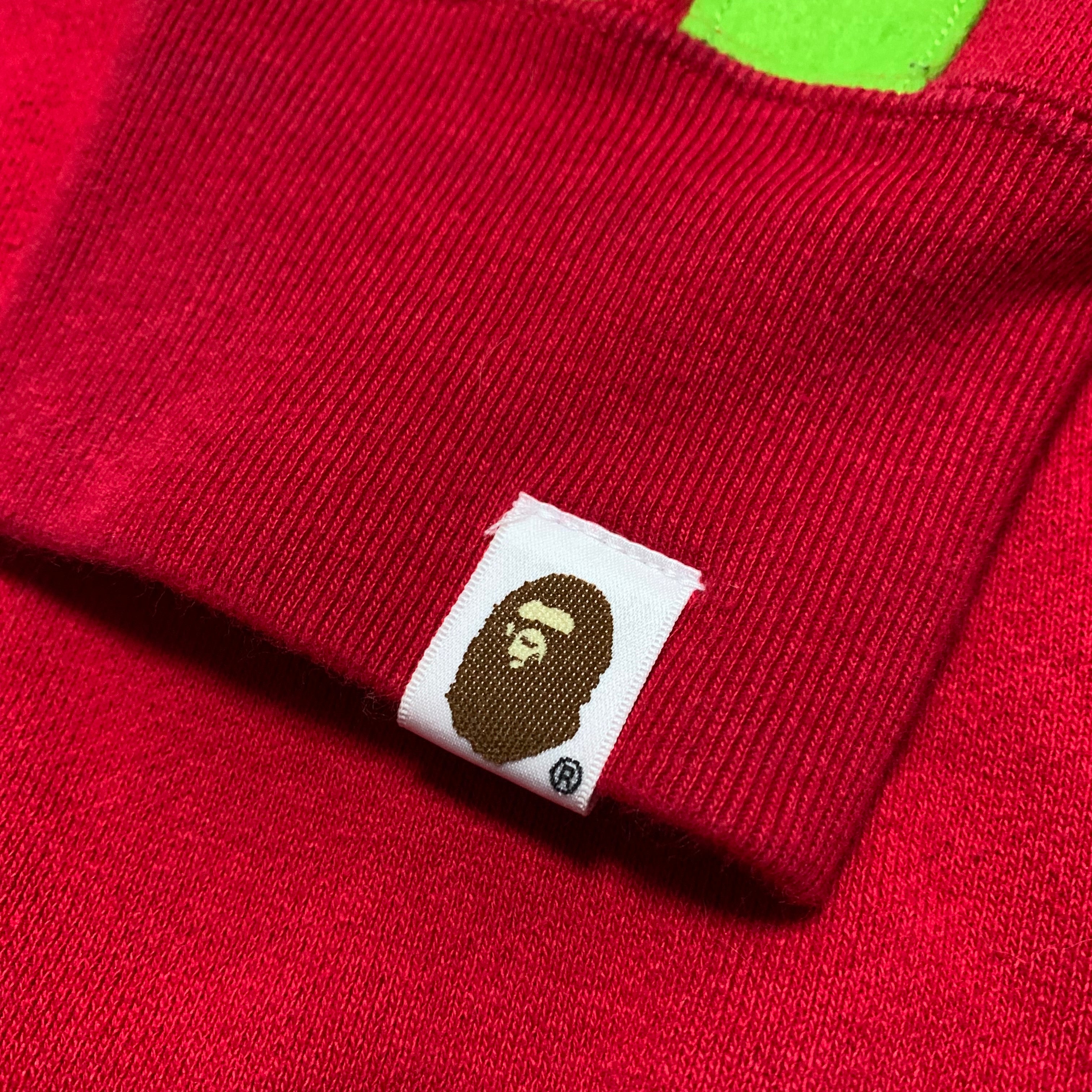 Bape Medium Panda Zip Shark Red Sweatshirt Crewneck A Bathing Ape