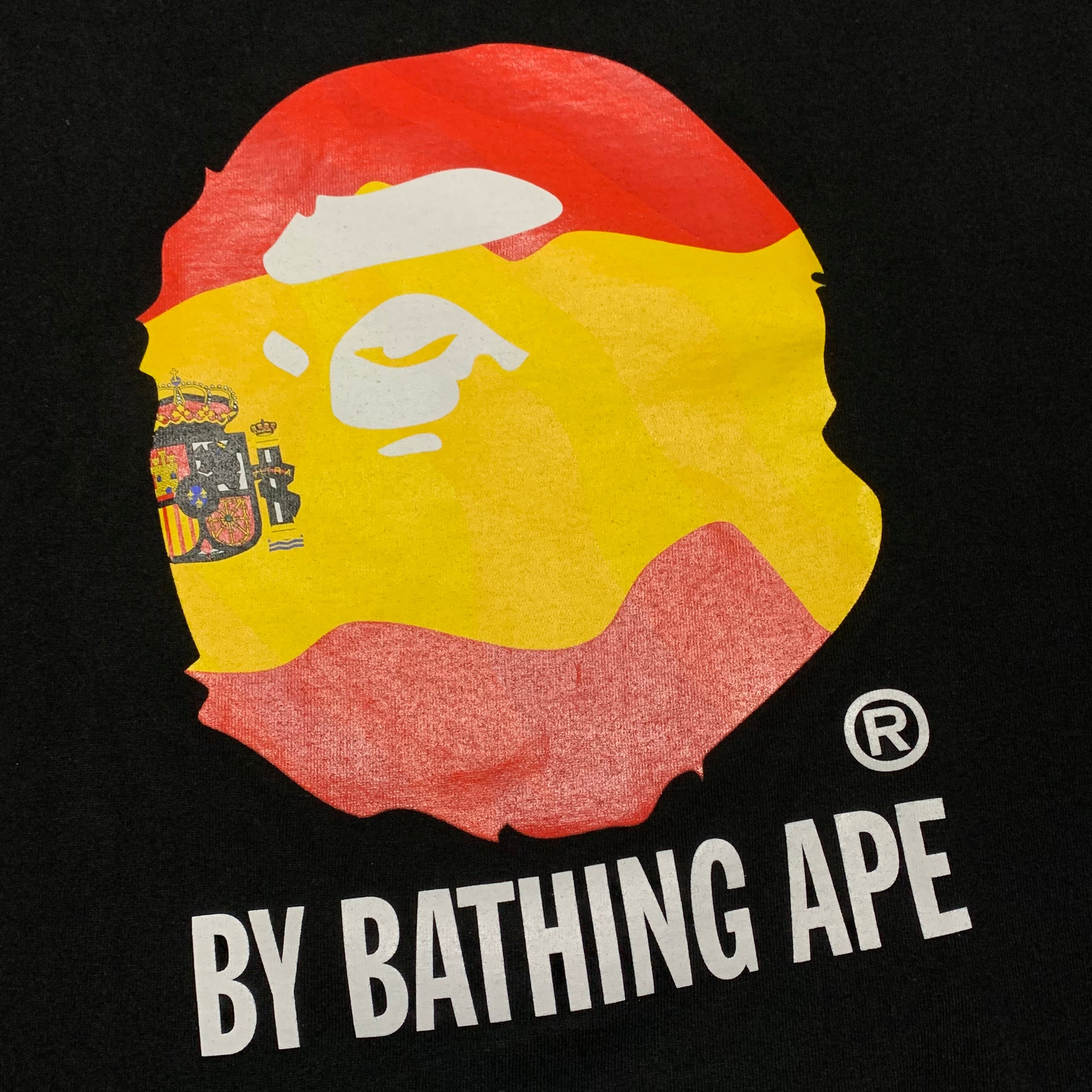 Bape Medium Spain Spanish Flag Graphic Black Tee A Bathing Ape Vintage