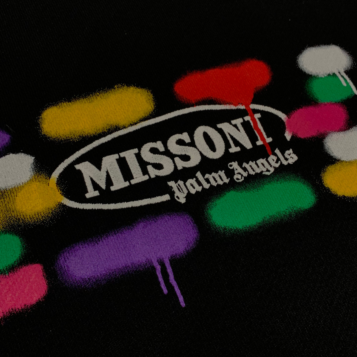 Palm Angels Large Sweatshirt Missoni Sprayed Black Sweatshirt Crewneck