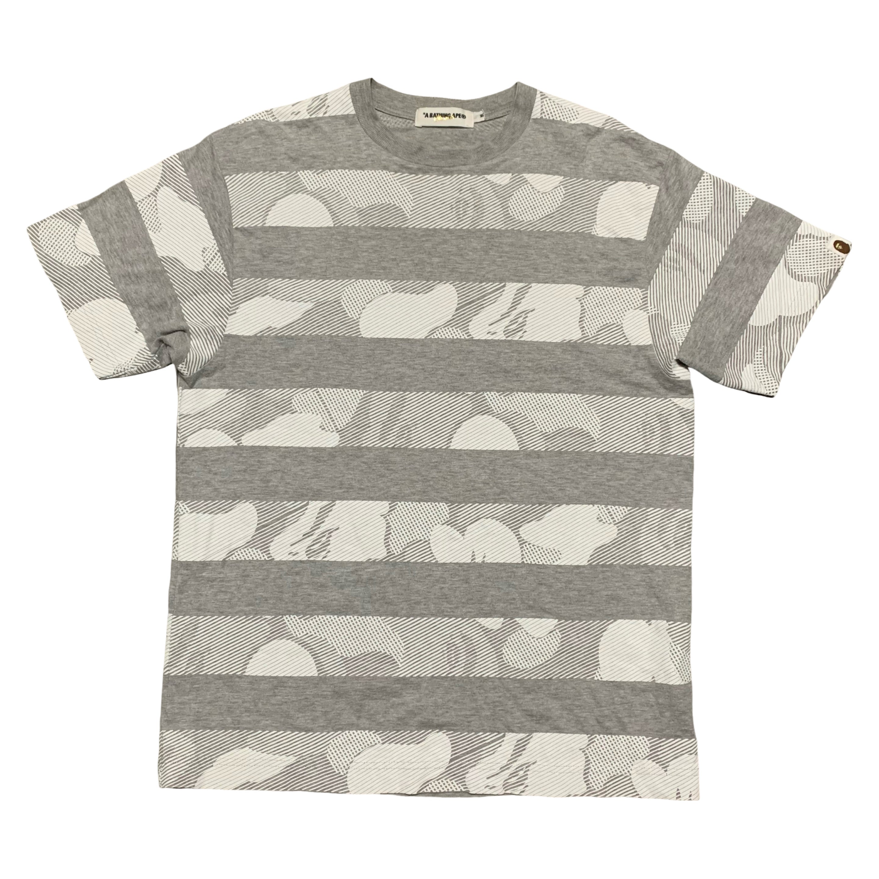 Bape Medium Camo Stripe Grey Tee A Bathing Ape Vintage 90s
