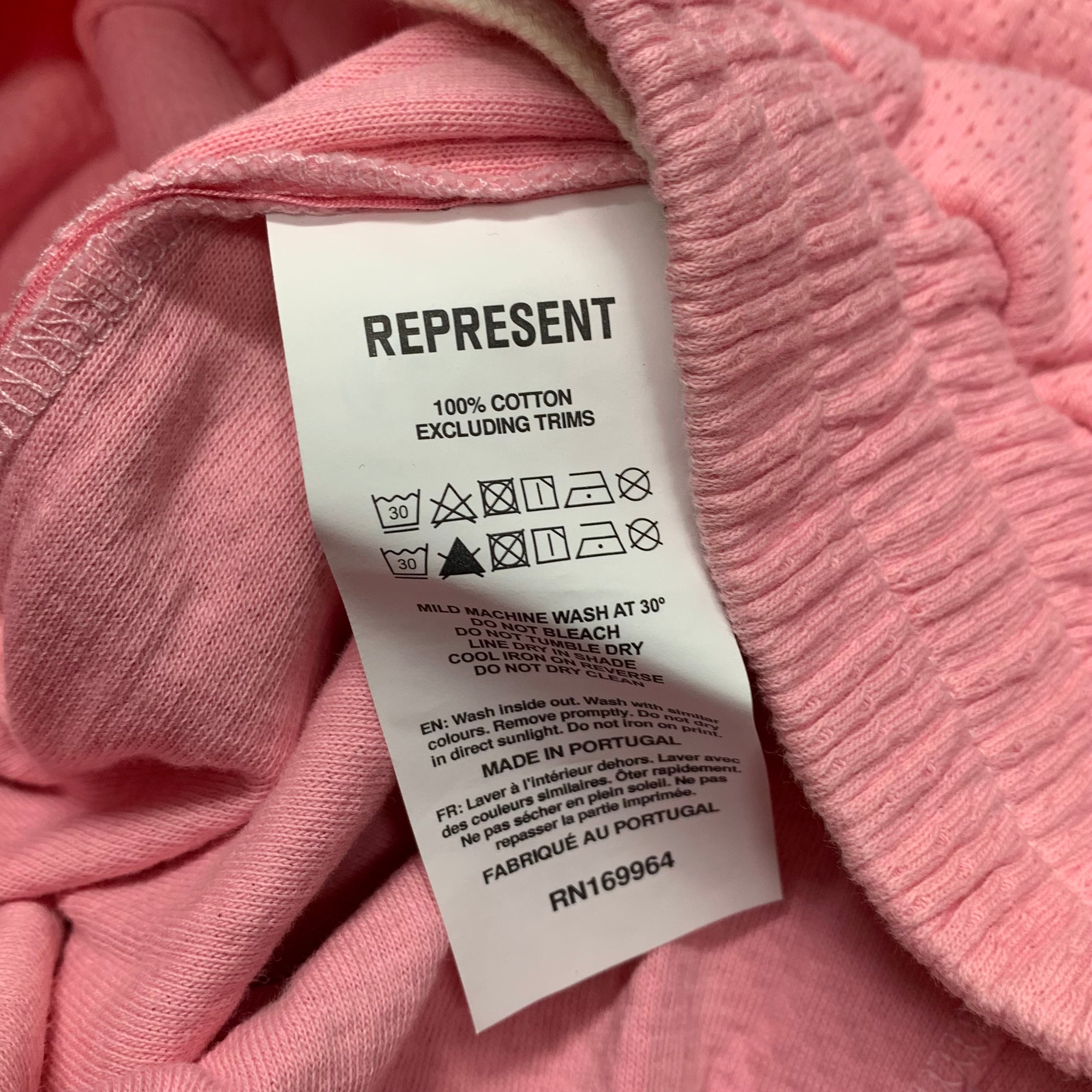 Represent Small Shorts Owners Club Script Pink Mesh Zip Bottoms