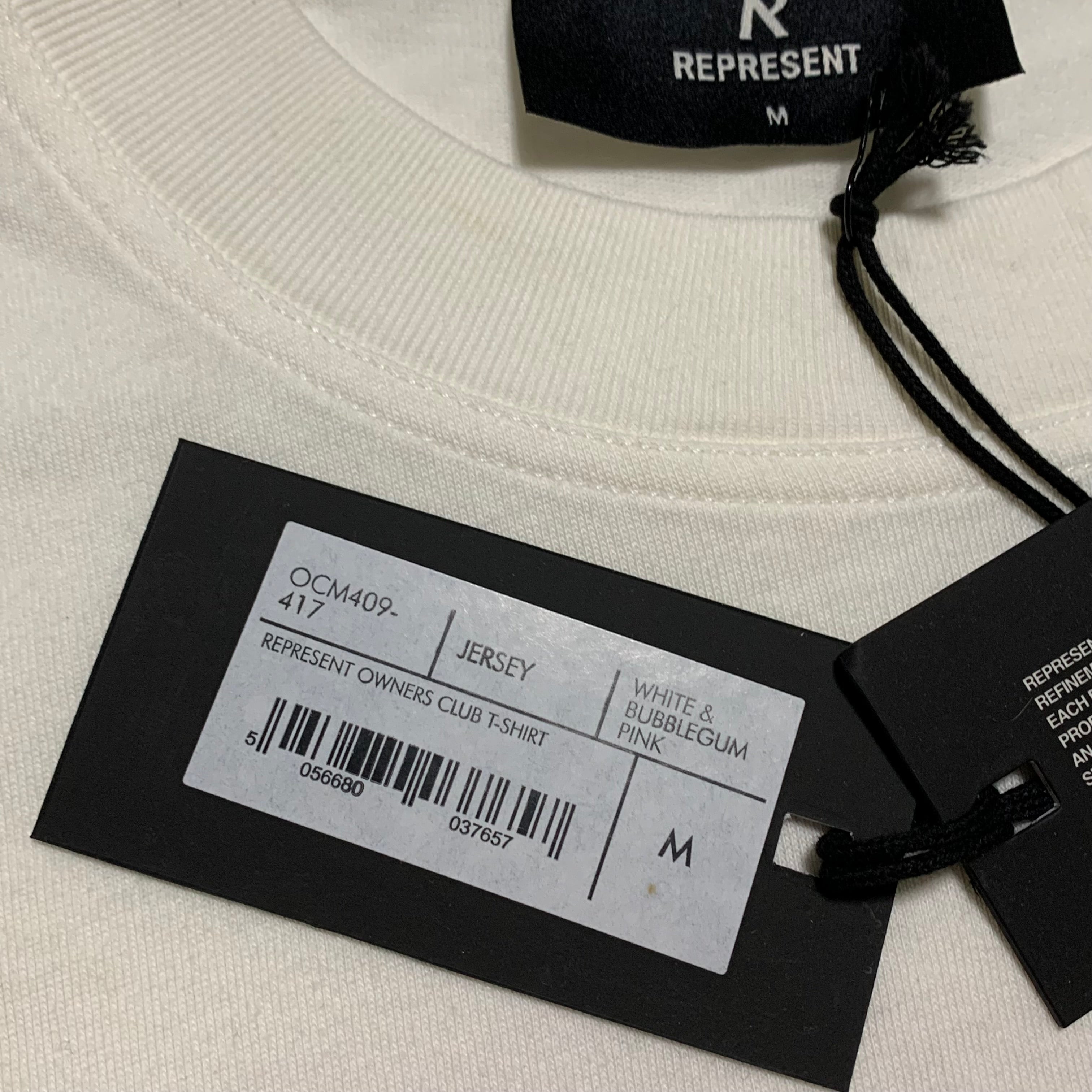 Represent Medium Owners Club Pink Flat White Tee