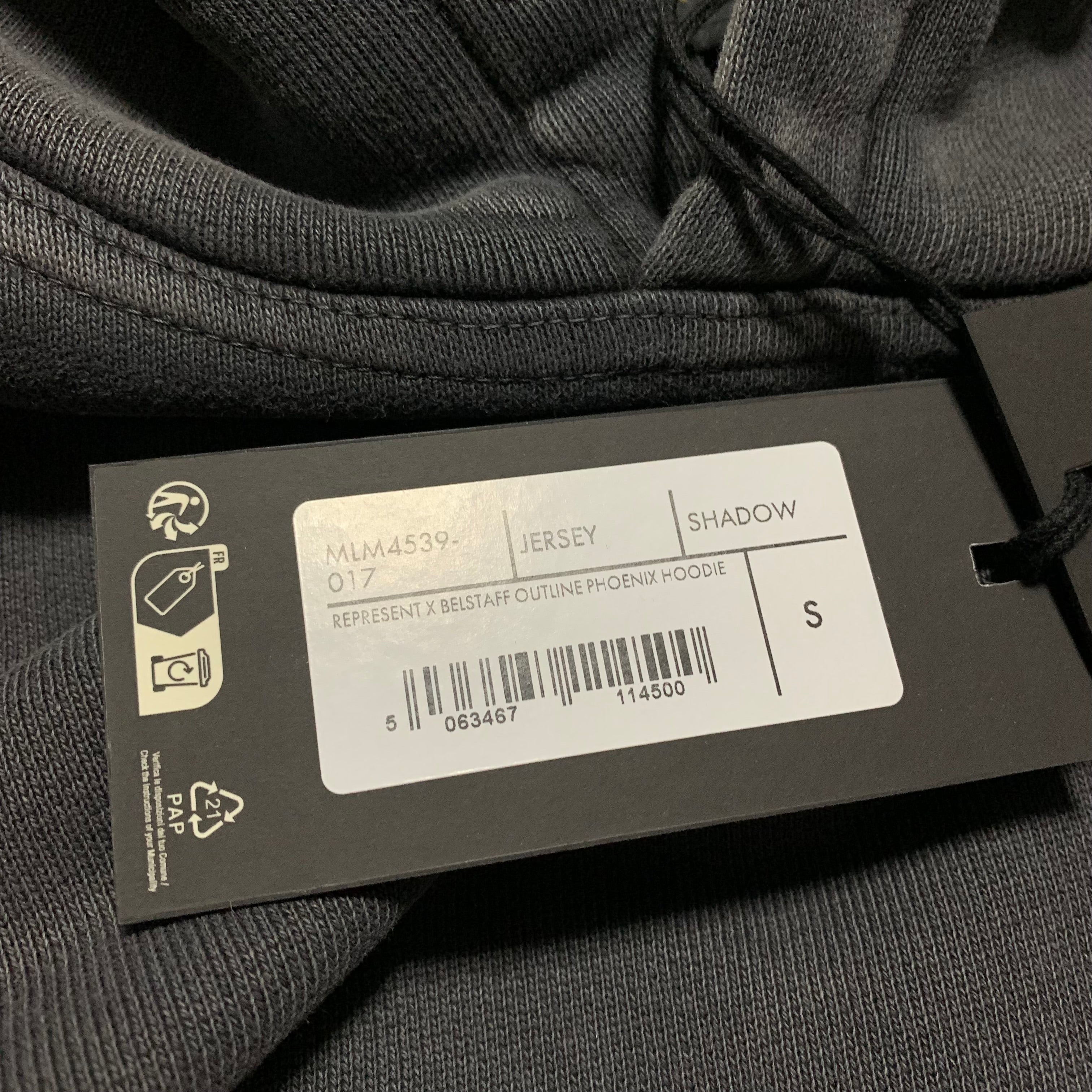 Represent Small Belstaff Outline Phoenix Hoodie Shadow Black (RRP £190)