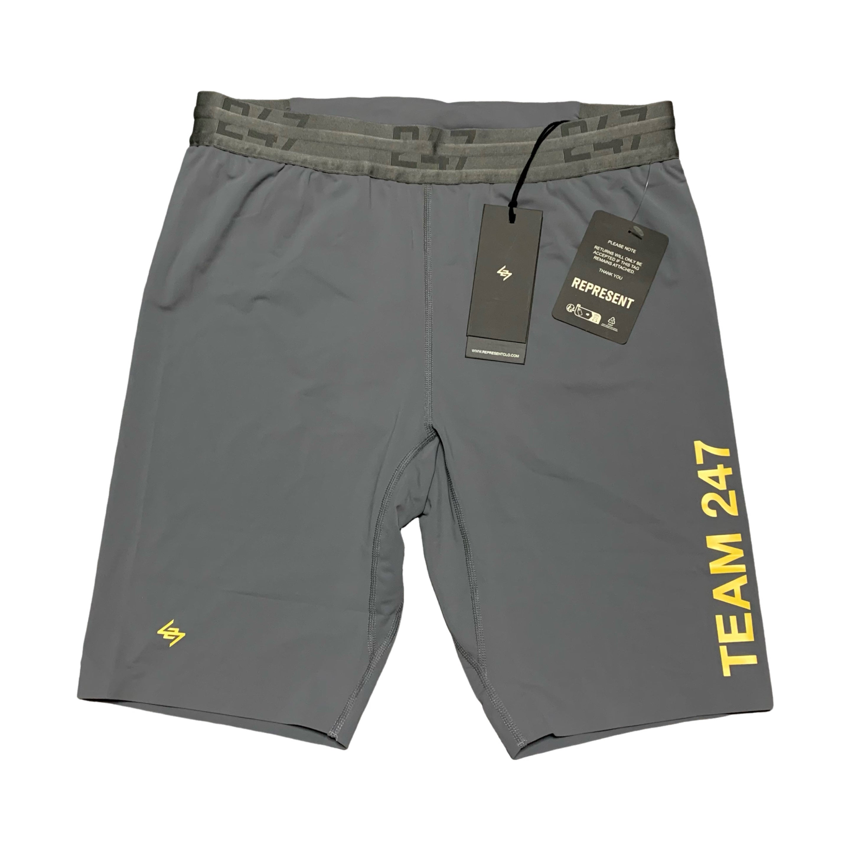 Represent Medium Team 247 Half Tight Shorts Pewter Lemon Grey