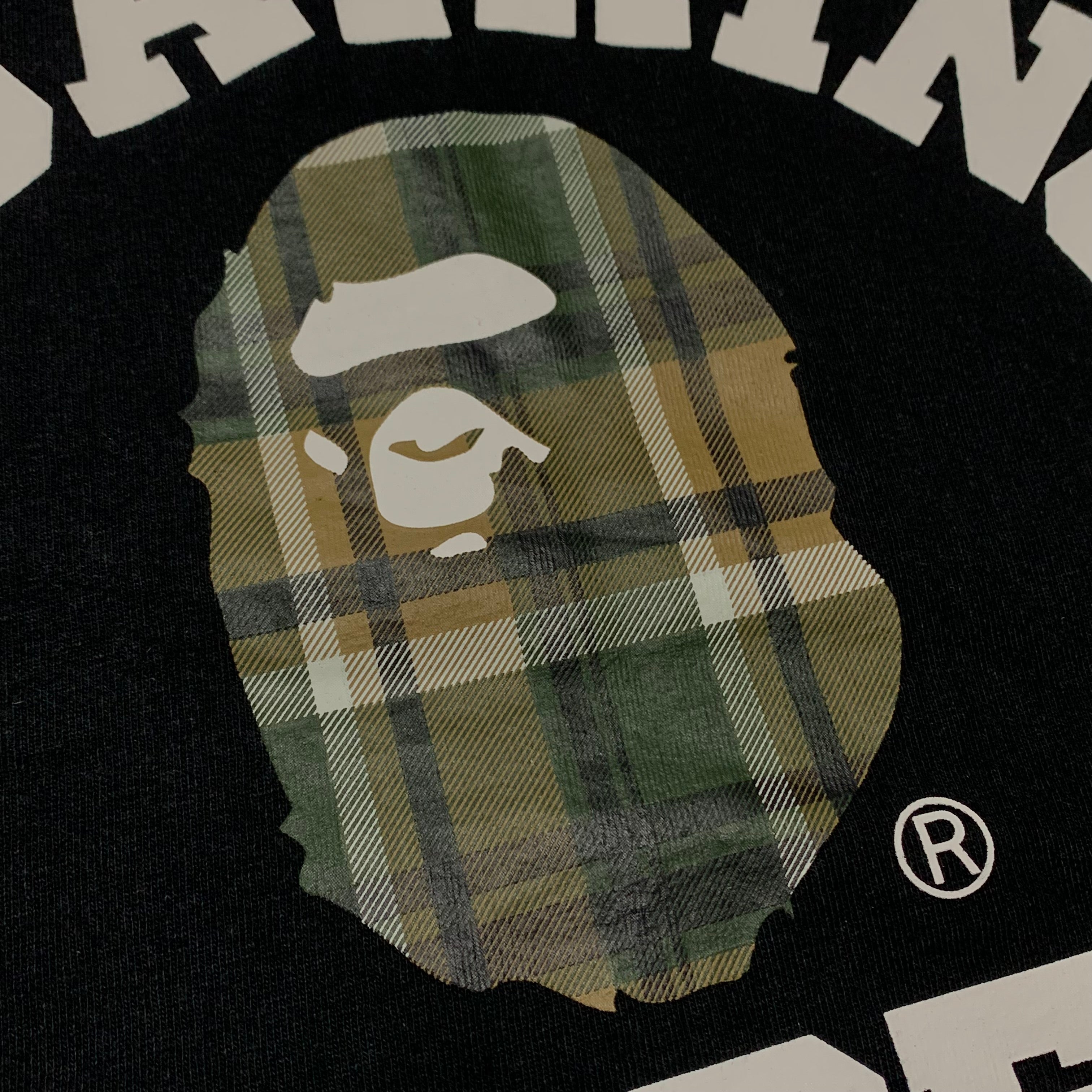 Bape XL College Check Black Tee A Bathing Ape