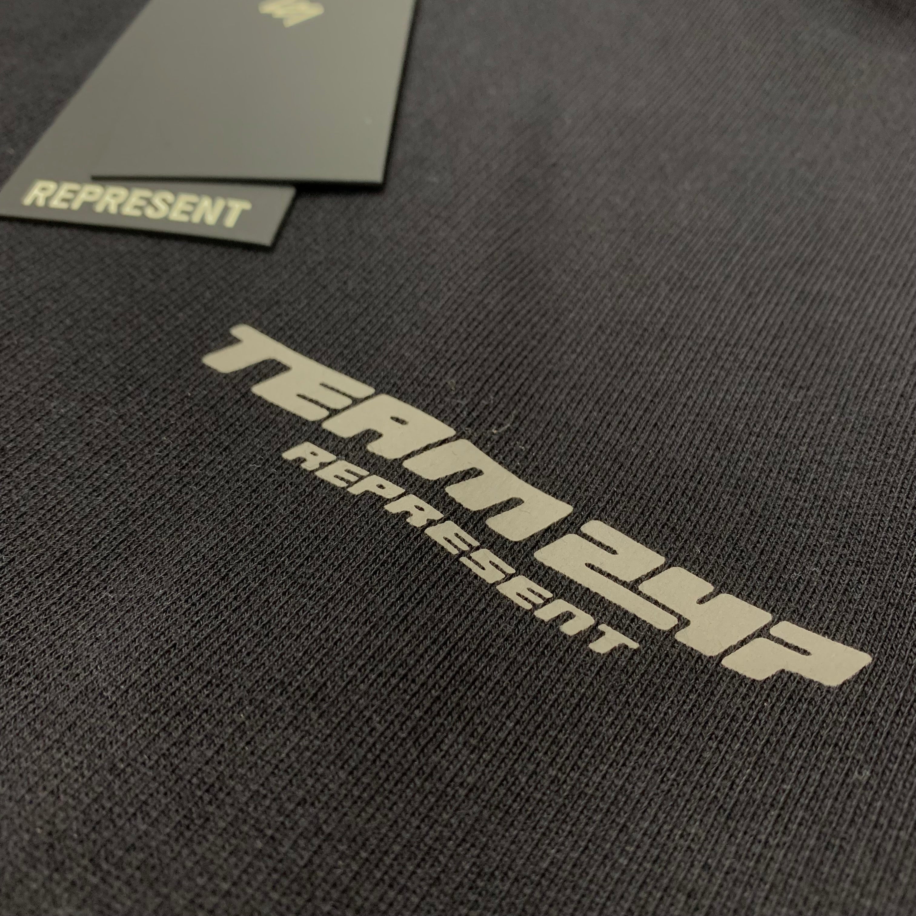 Represent XS Hoodie 247 Future Terrains Oversized Black Hoodie