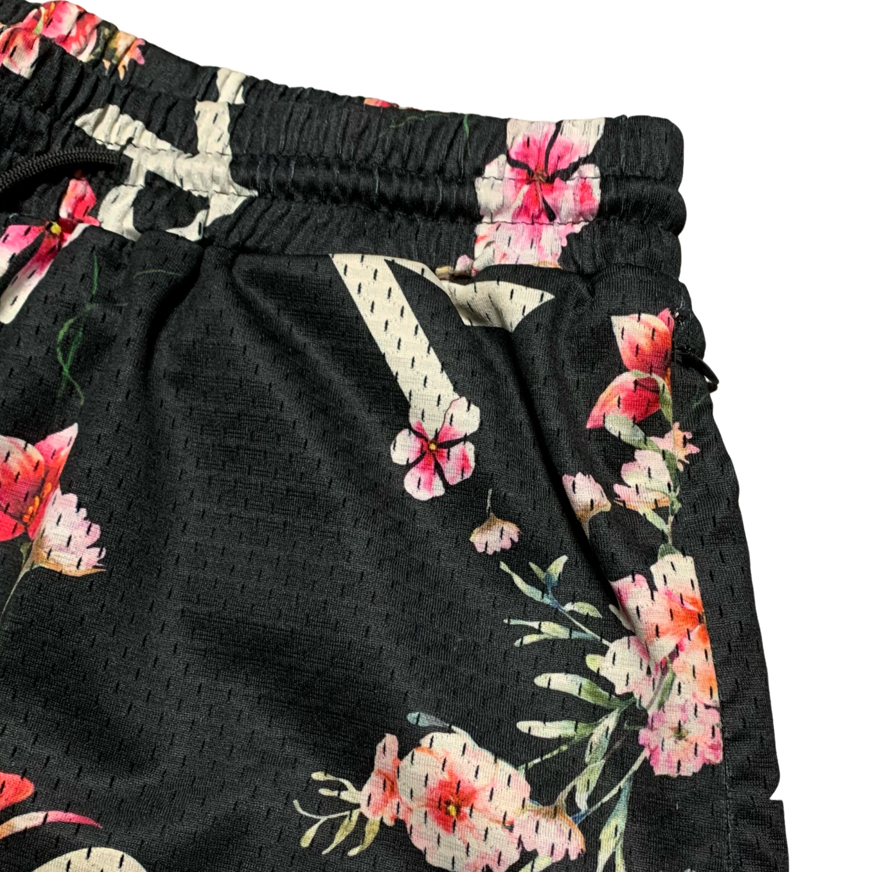 Represent Small Shorts Black Mesh Floral Bottoms