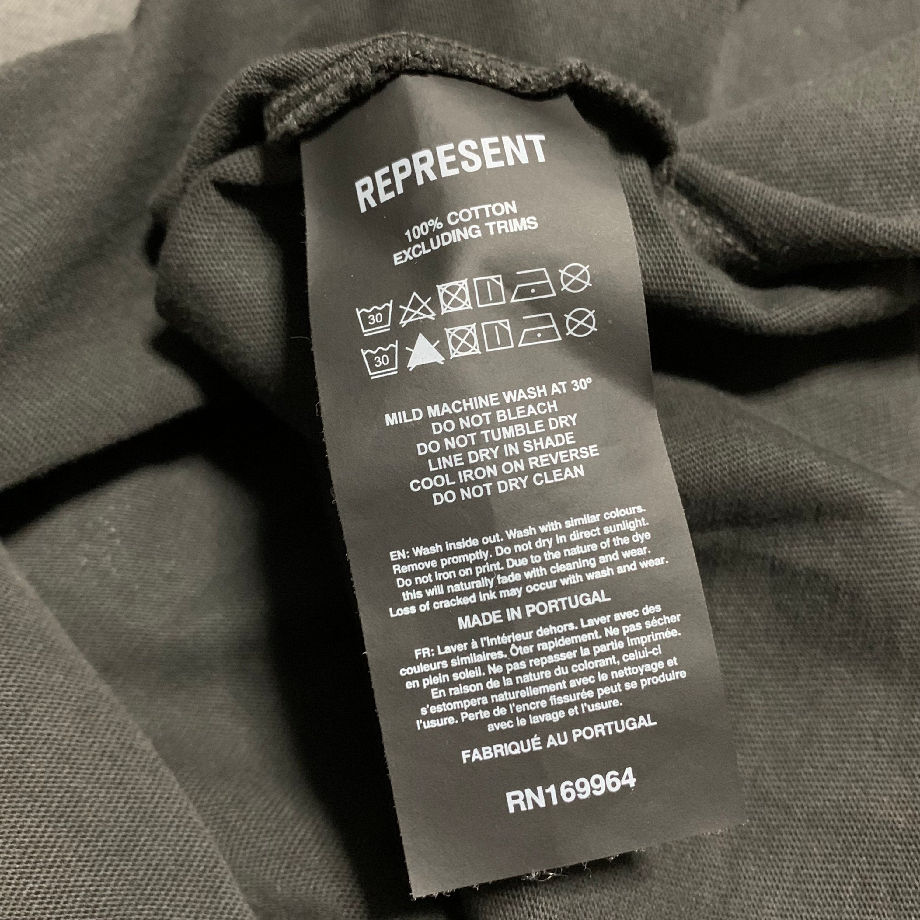 Represent XS Masking Tape Stained Black Tee