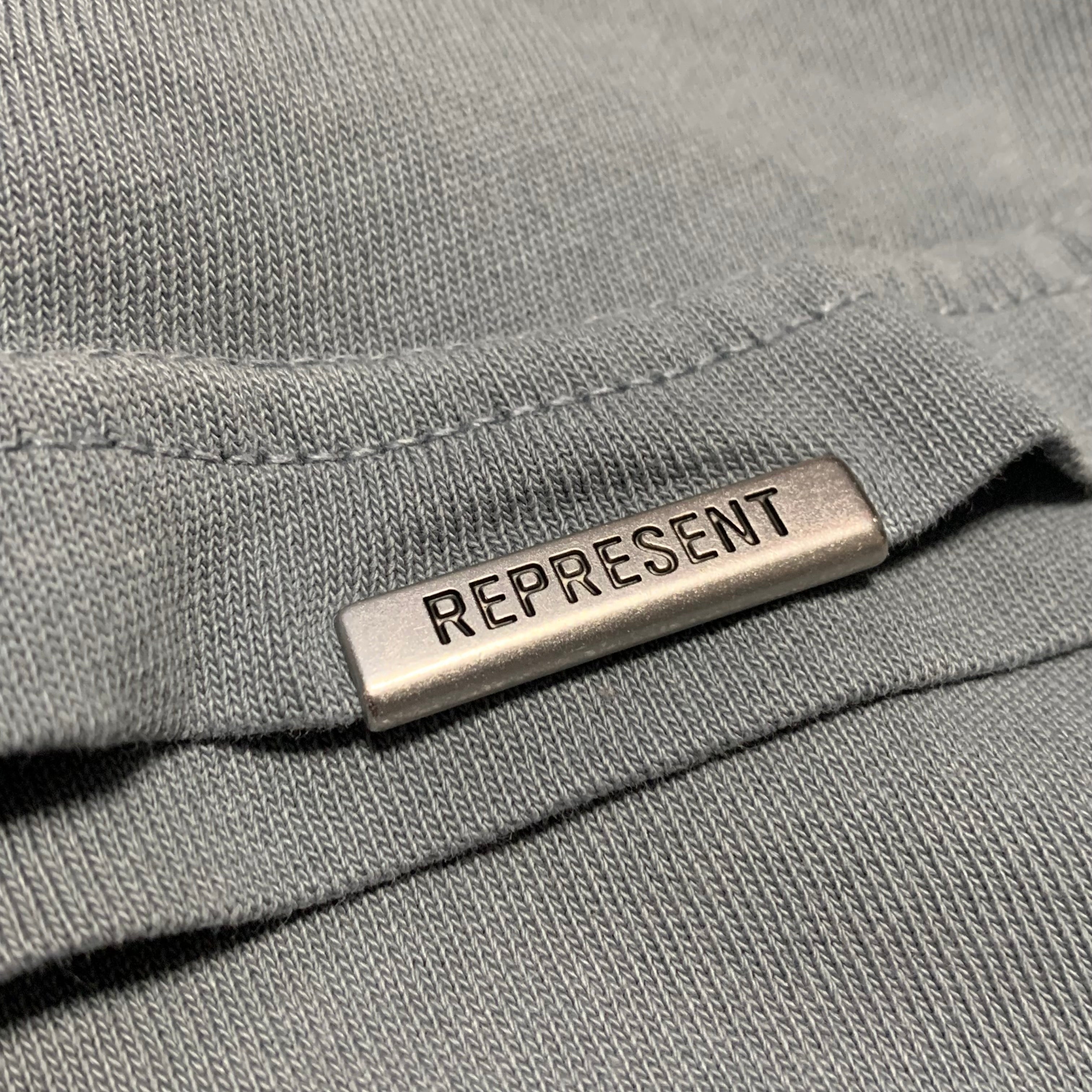 Represent Medium Patron Of The Club Washed Grey Tee Blue