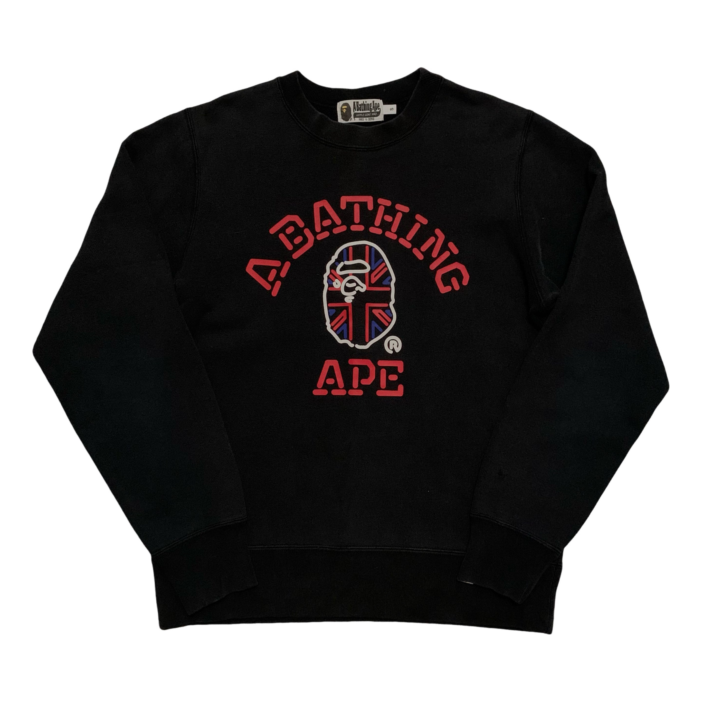 Bape Small UK College Black Sweatshirt Crewneck A Bathing Ape