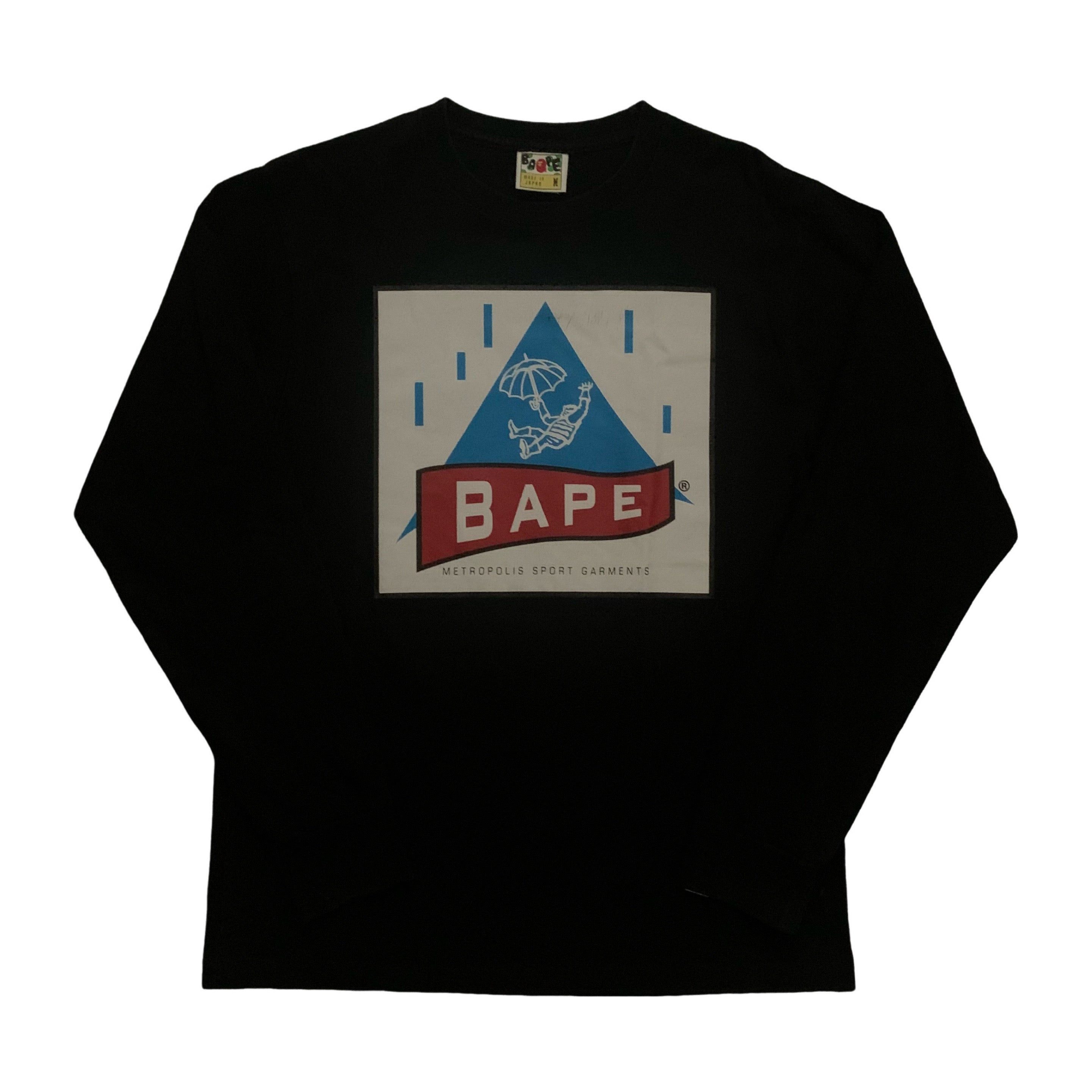 Bape Medium Black Long Sleeve Tee 'Metropolis Sport Garments'