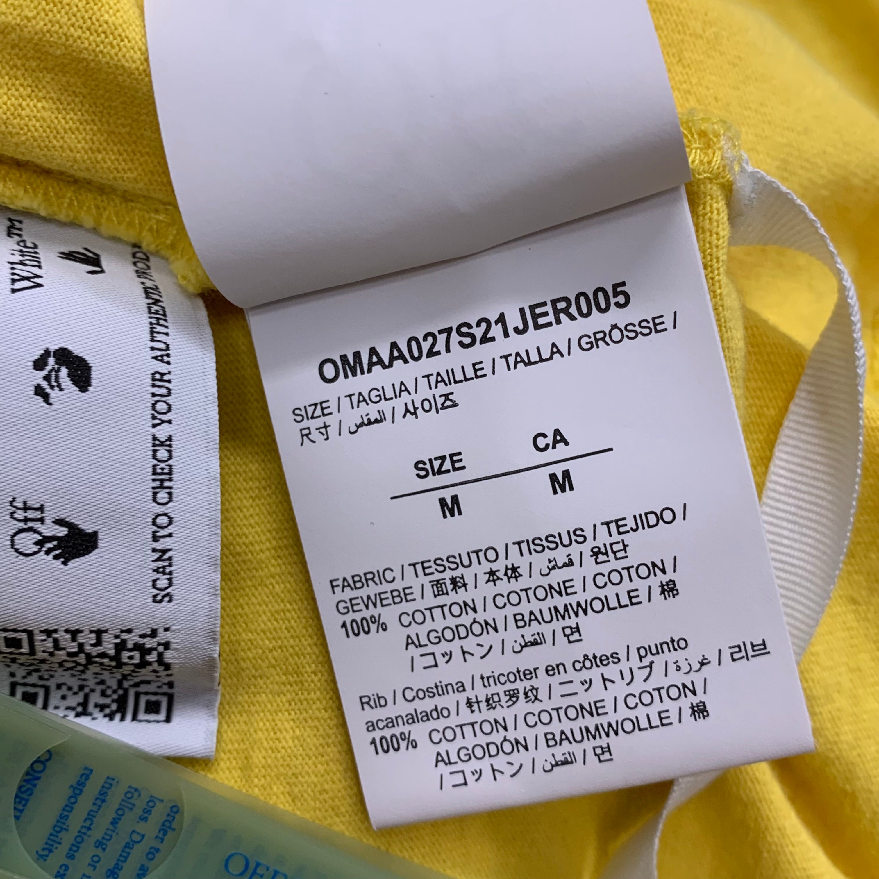 Off White Medium Tee Graffiti Arrows Yellow T-Shirt Virgil Abloh