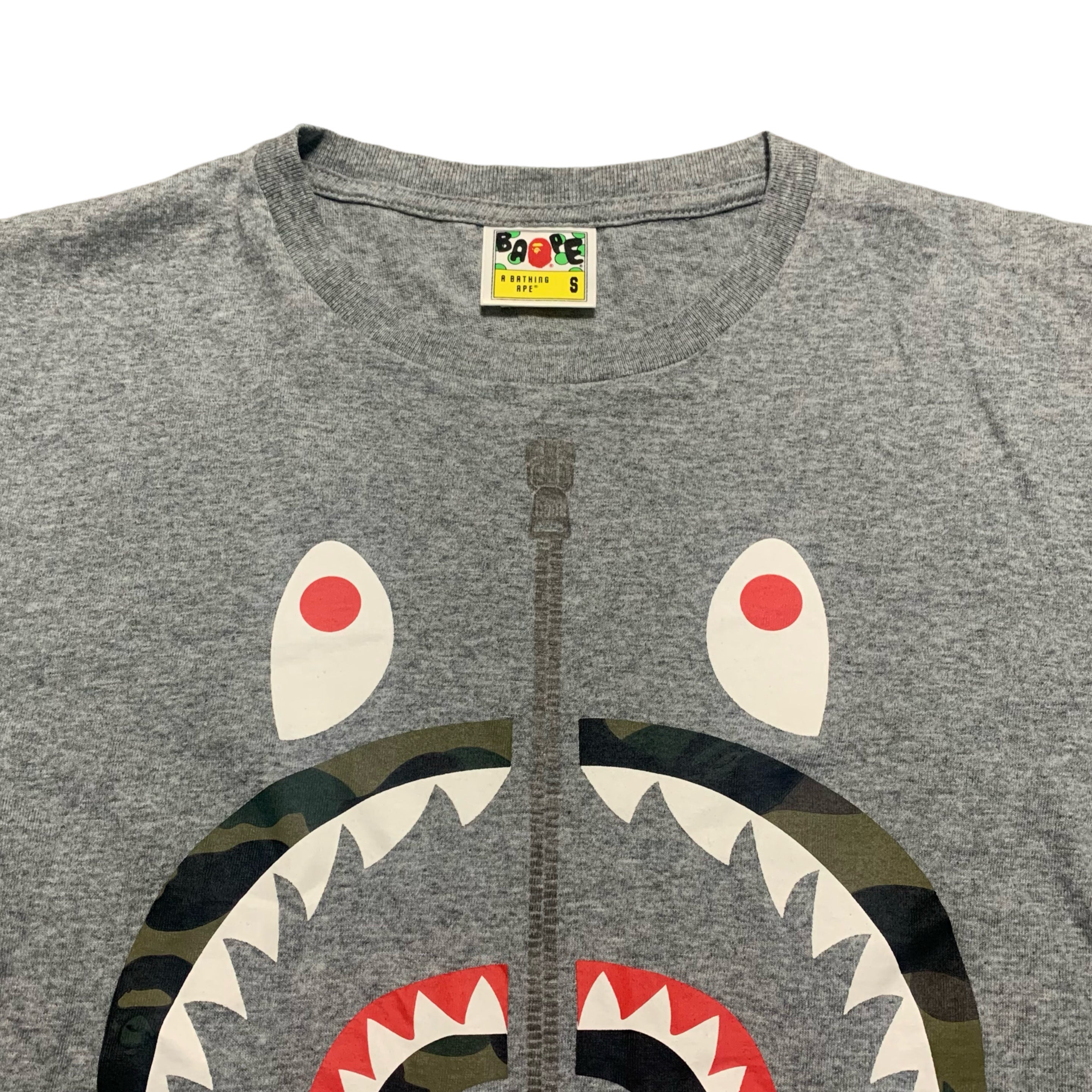 Bape Small Shark Camo Grey Tee A Bathing Ape