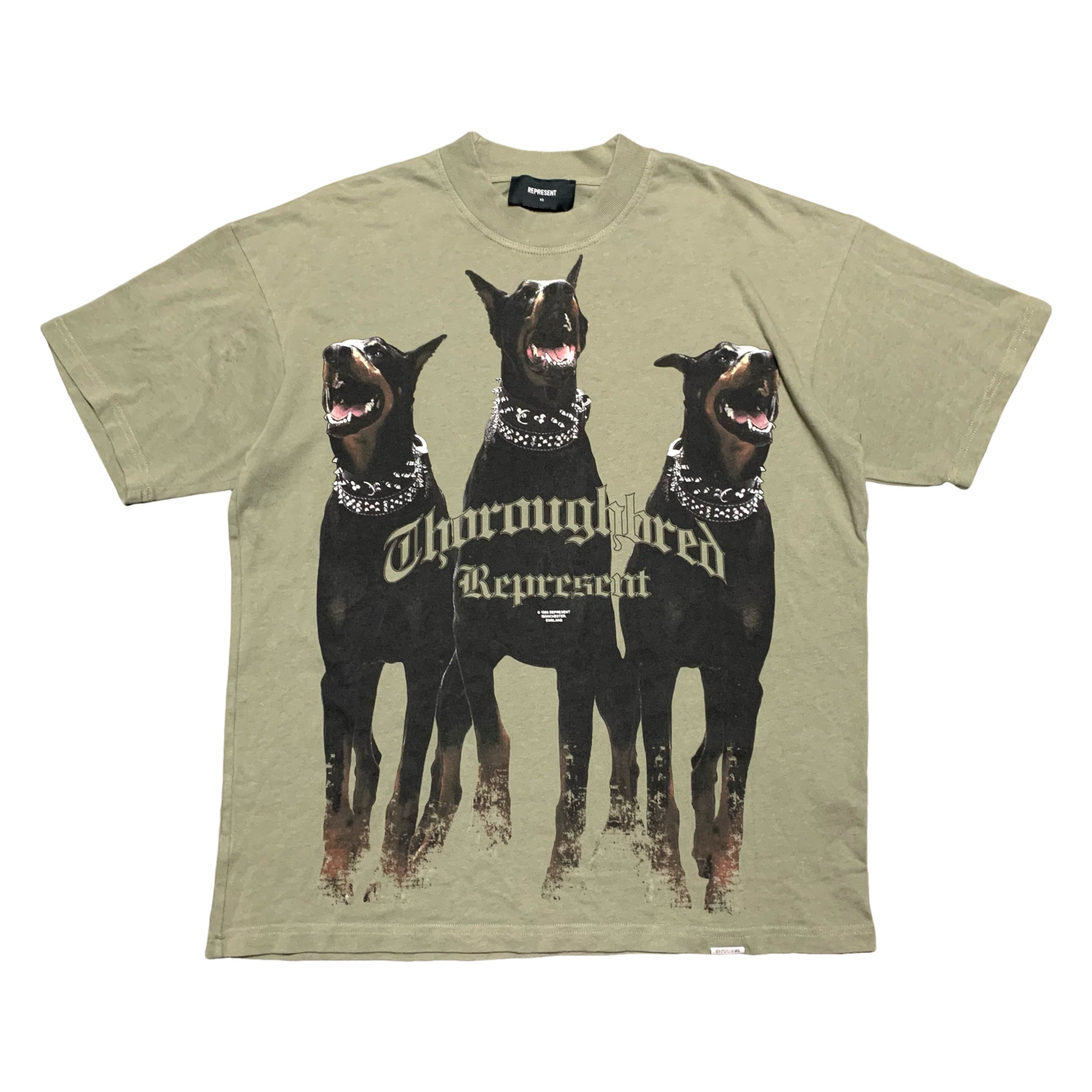 Represent XS Thoroughbred Dog Khaki Green Tee