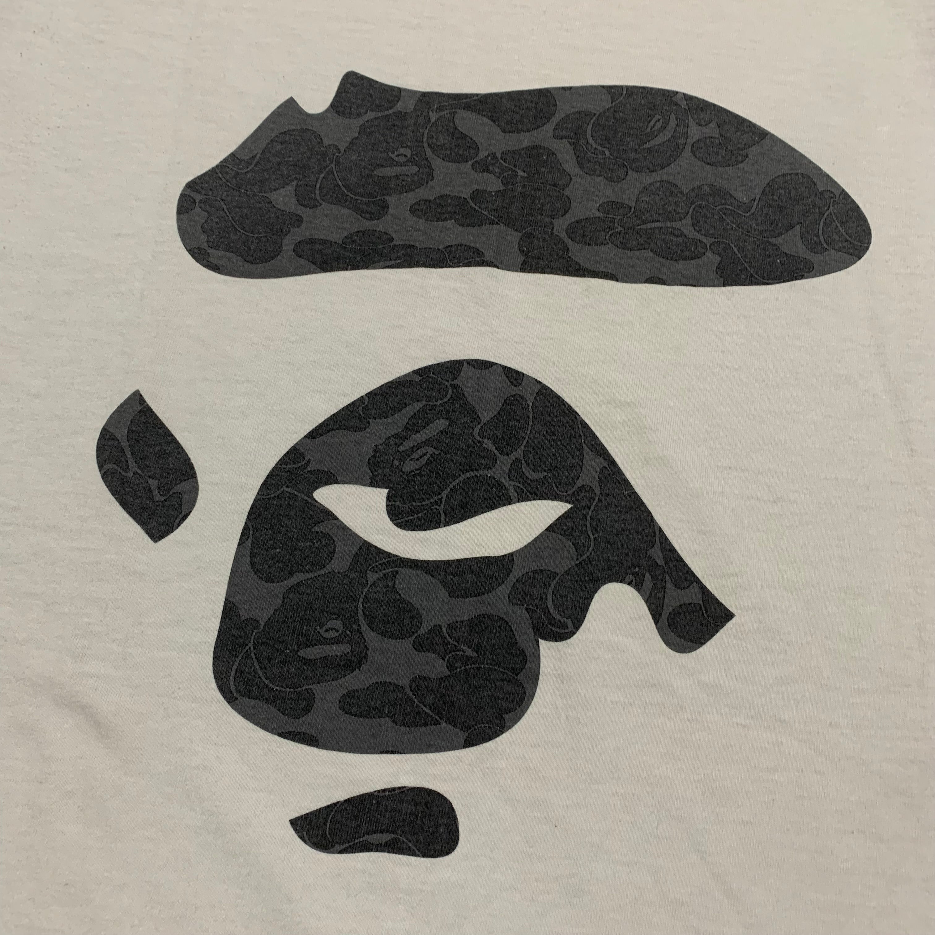 Bape Large Ape Face Camo Graphic White Tee A Bathing Ape Vintage