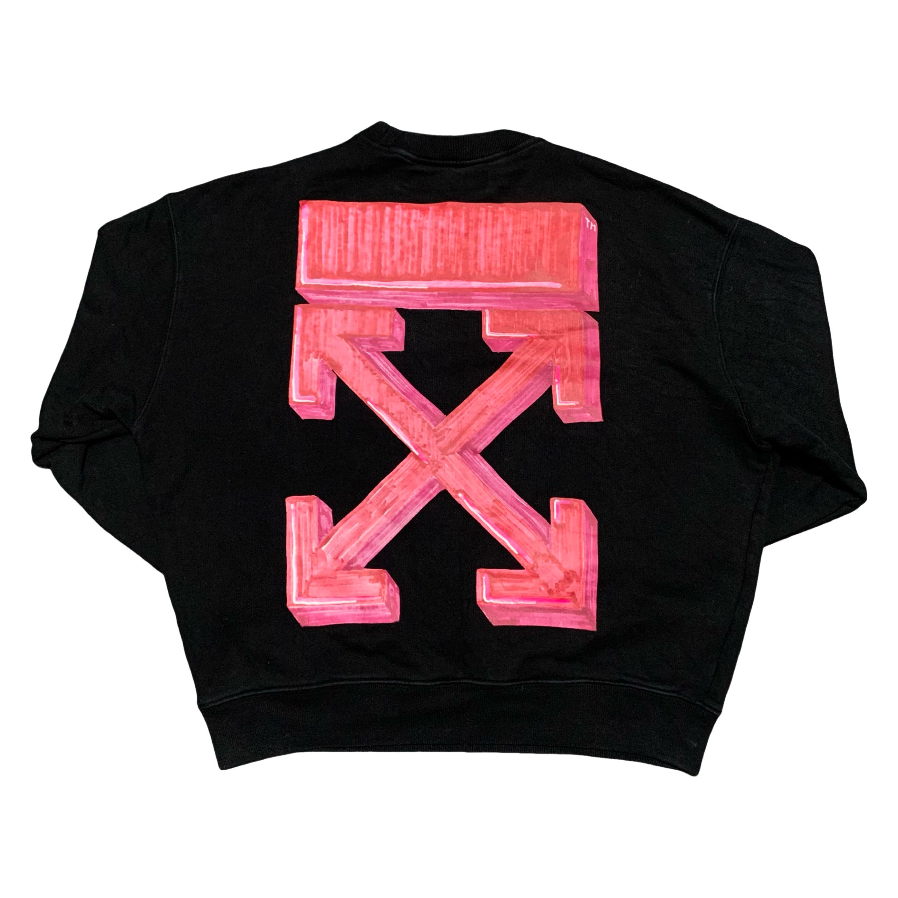 Off White Medium Pink Marker Arrows Black Sweatshirt Crewneck