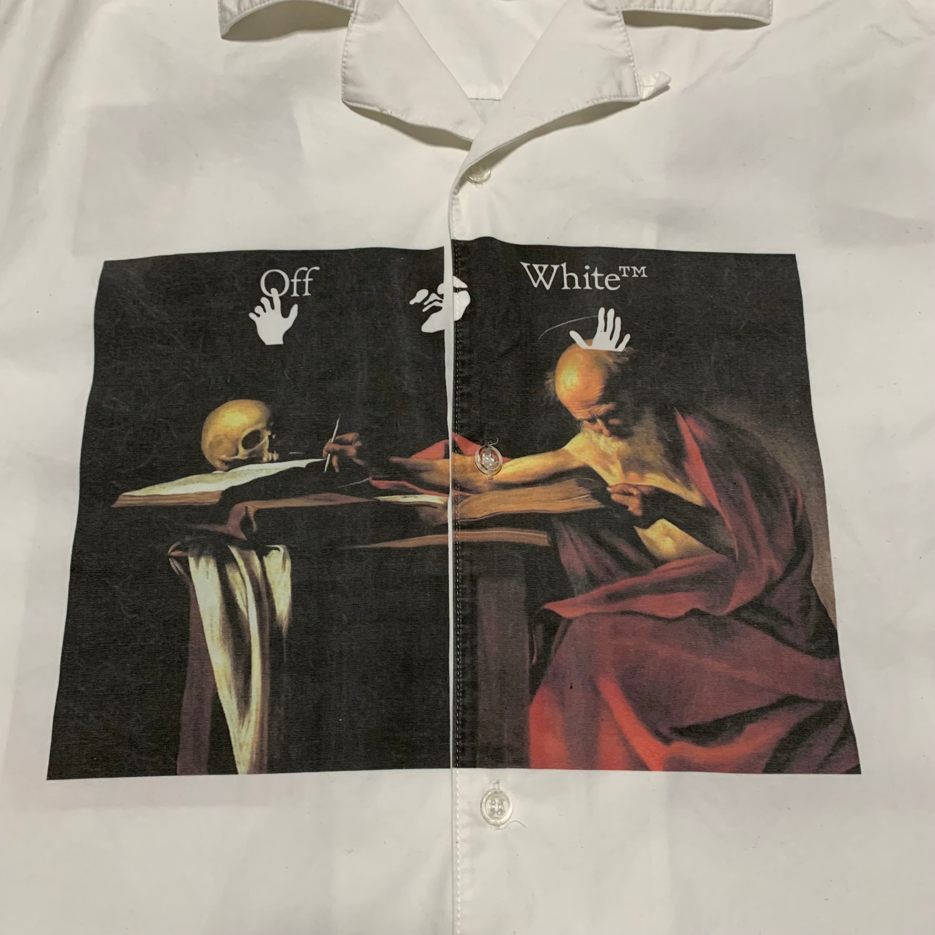 Off White Large Caravaggio Arrows Shirt White Button Short Sleeve Virgil Abloh