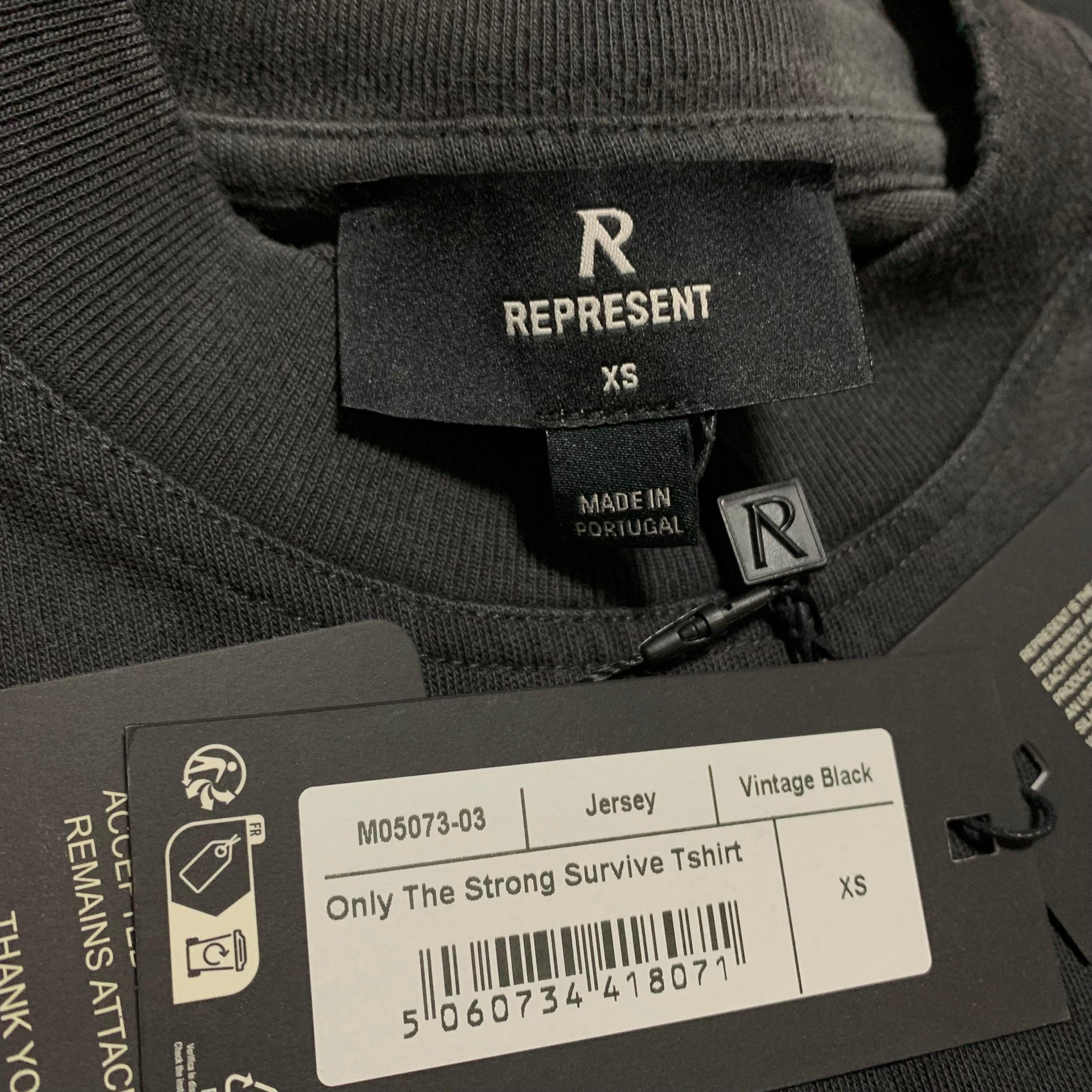 Represent XS Shark Graphic Vintage Black Tee Only The Strong Survive