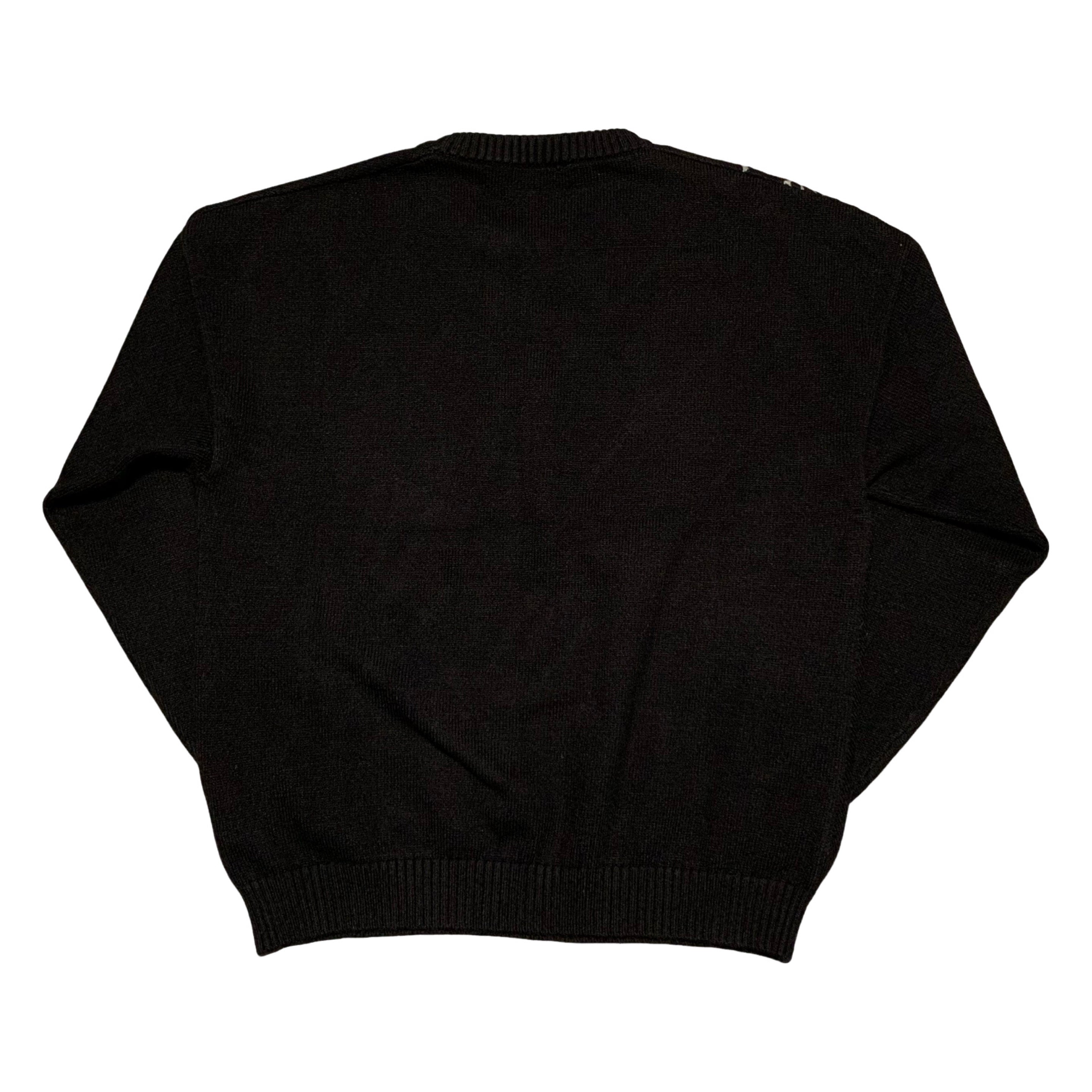 Off White Large Knitted Black Sweatshirt Crewneck All Over Logo Virgil Abloh Knitwear