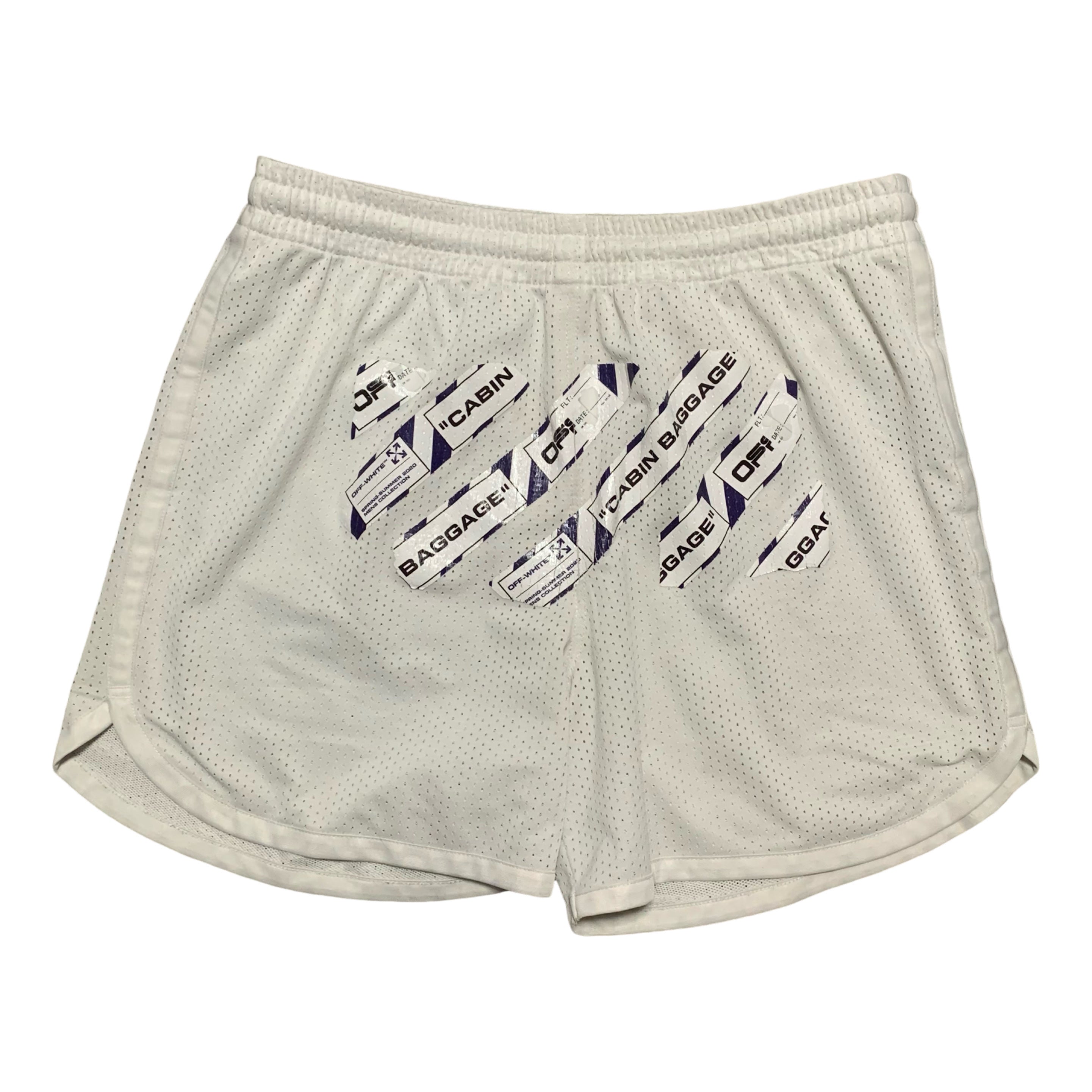 Off White Medium Shorts Airport Diag Mesh White Virgil Abloh