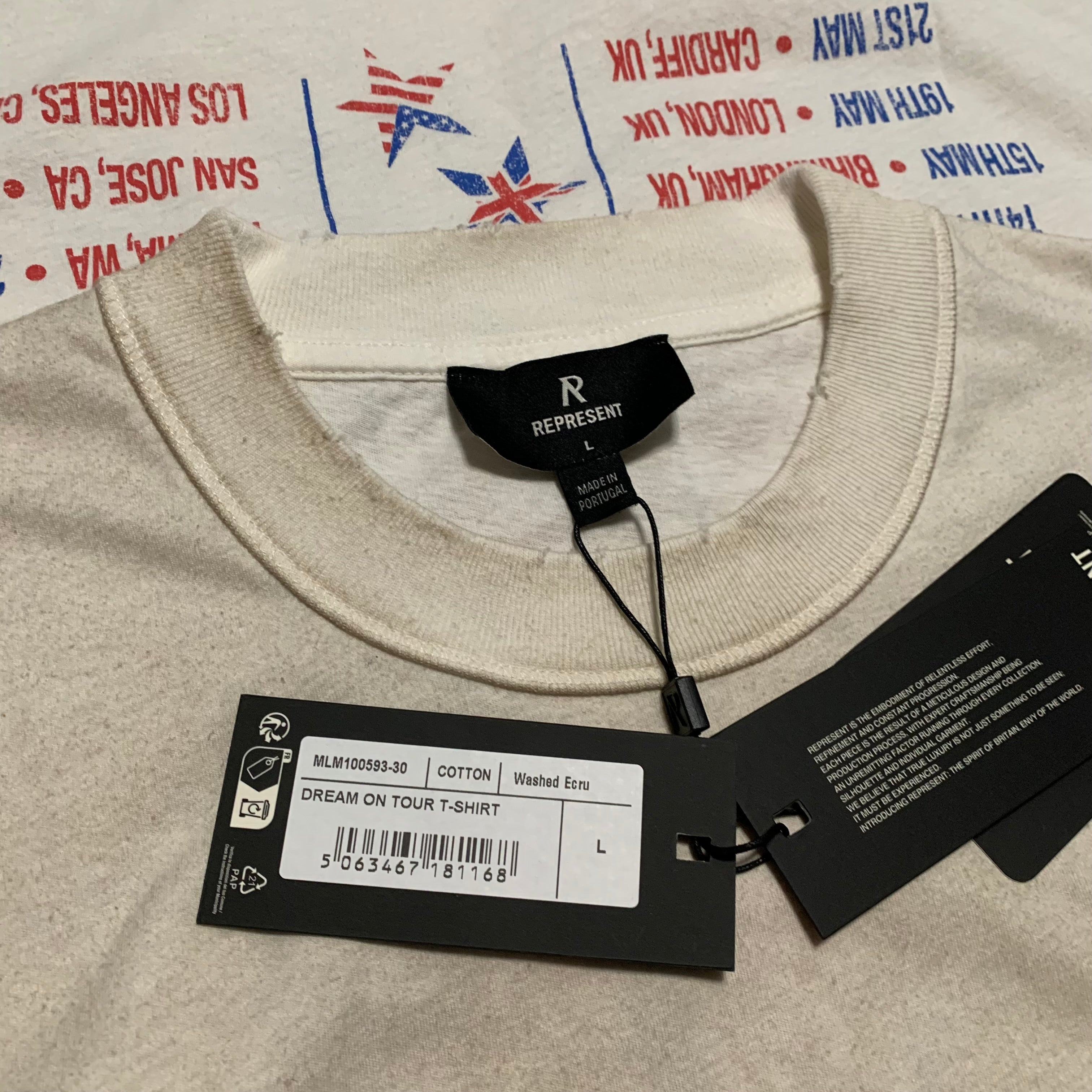 Represent Large Dream On Tour Washed Ecru White Tee