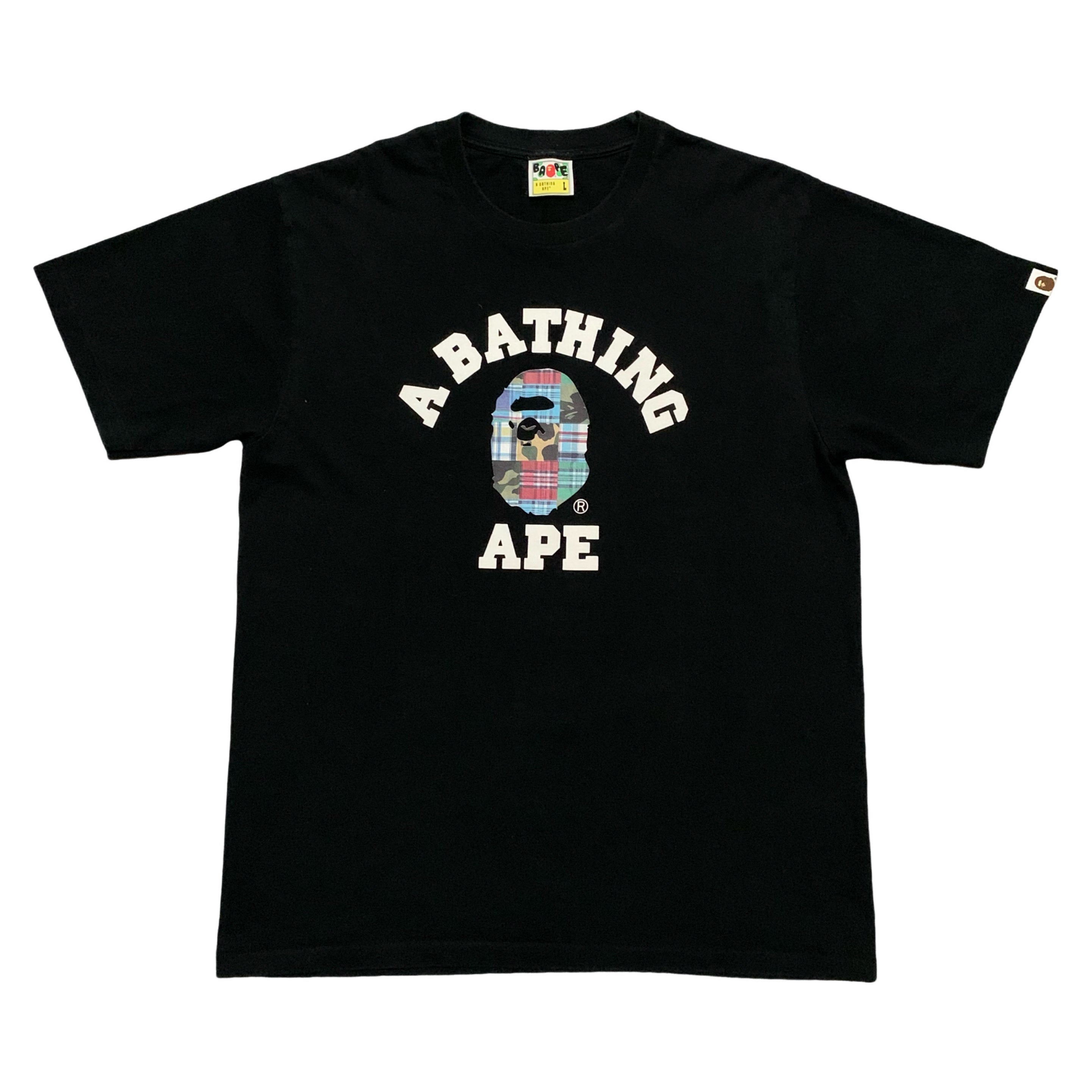 Bape Large College Tartan Black Tee A Bathing Ape