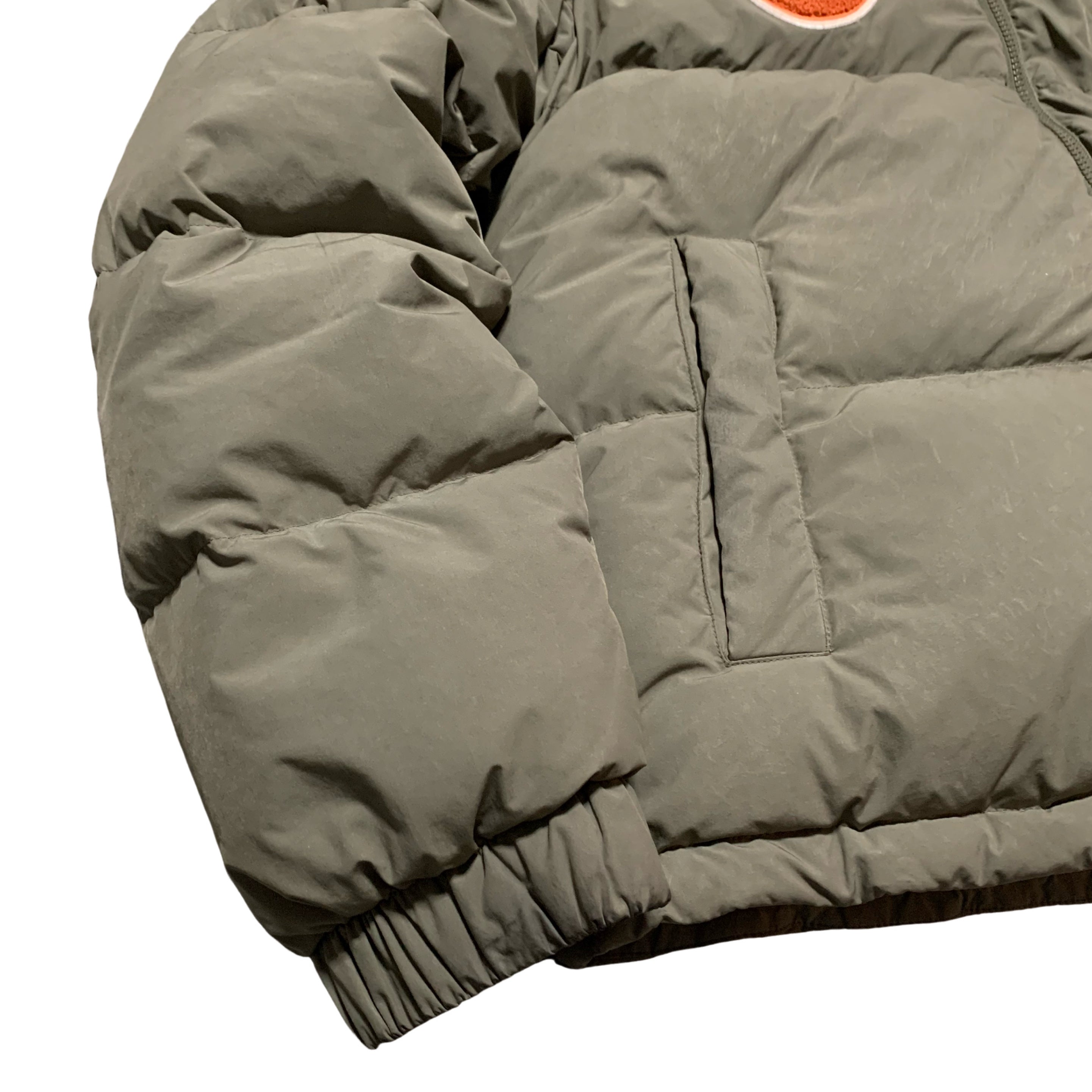 Off White Medium Puffer Logo Patch Army Green Jacket Virgil Abloh 2022