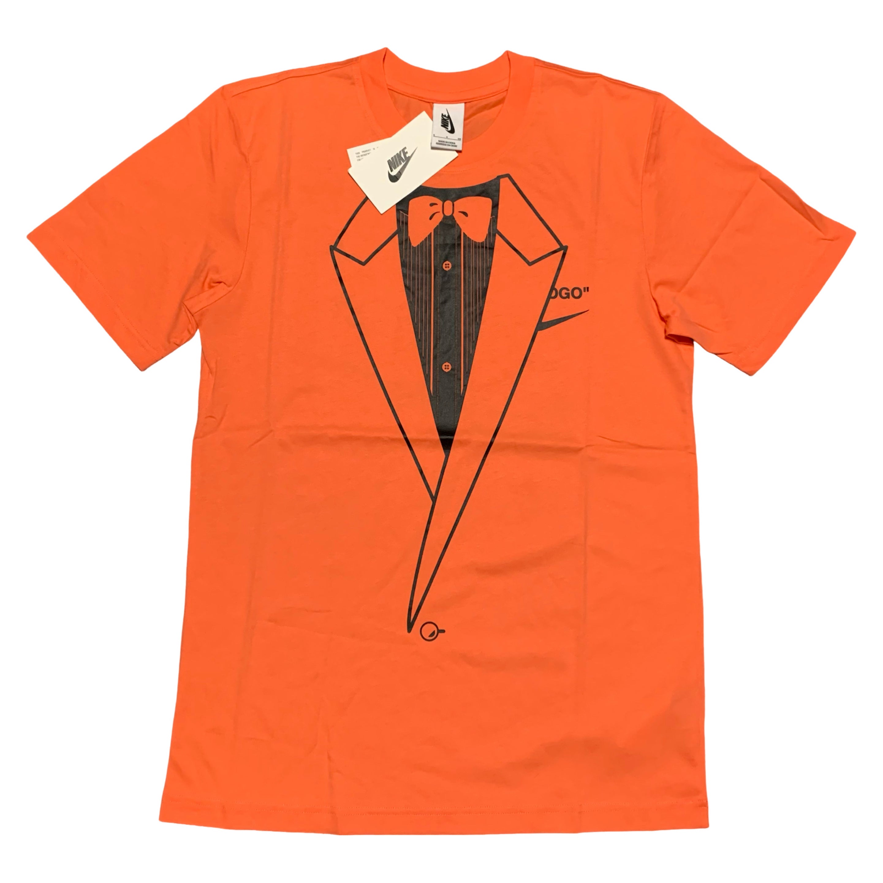 Off White Nike Small NRG A6 Tie Graphic Orange Coral Tee Virgil Abloh 2018